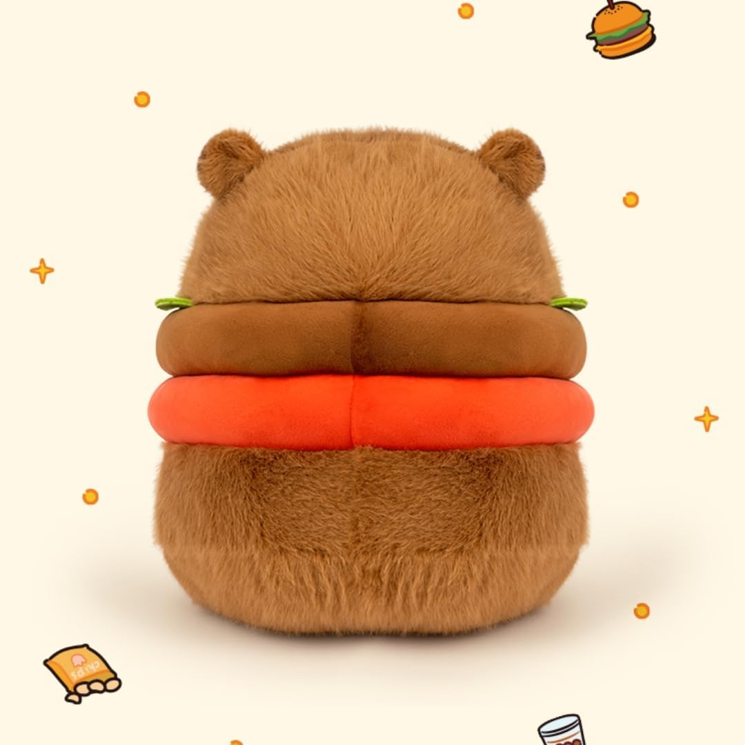Realistic Capybara Burger Plush, Cute Capybara Stuffed Animal Pillow Plushie Toy, Soft Hamburger Food Stuffed Toys Doll for Birthday Kids Gifts 7.87'' image number 3