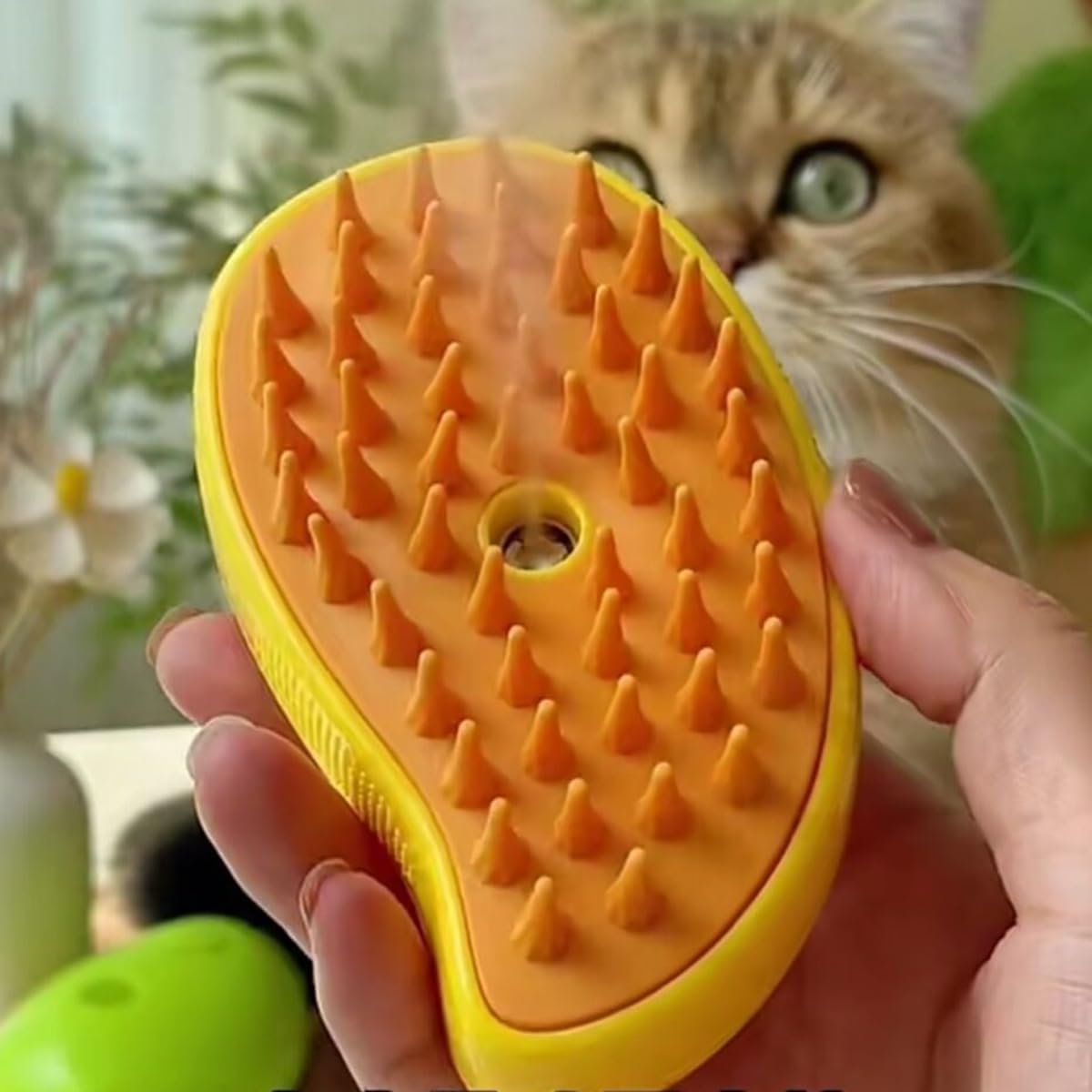 AIMALL Steamy Pet Brush, Electric Spray Cat Hair Brush, 3-In-1 Dog Steamer Brush for Bath, Plastic, 4.72 X 2.56 Inches image number 2