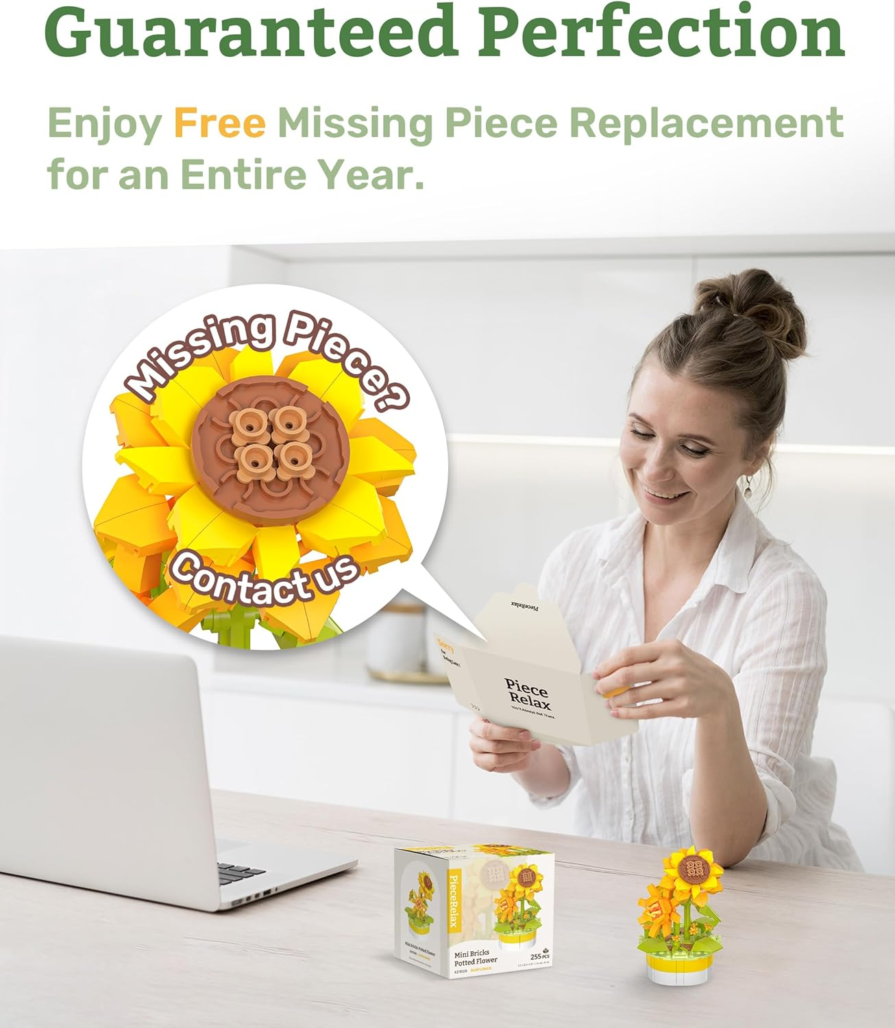 Piecerelax Flower Bouquet Building Decoration Set - Artificial Flowers Mini Bricks Potted Tulip Home Accessories or Best Gift Valentine D&eacute;cor for Him and Her Botanical for Adults [KZ1030]