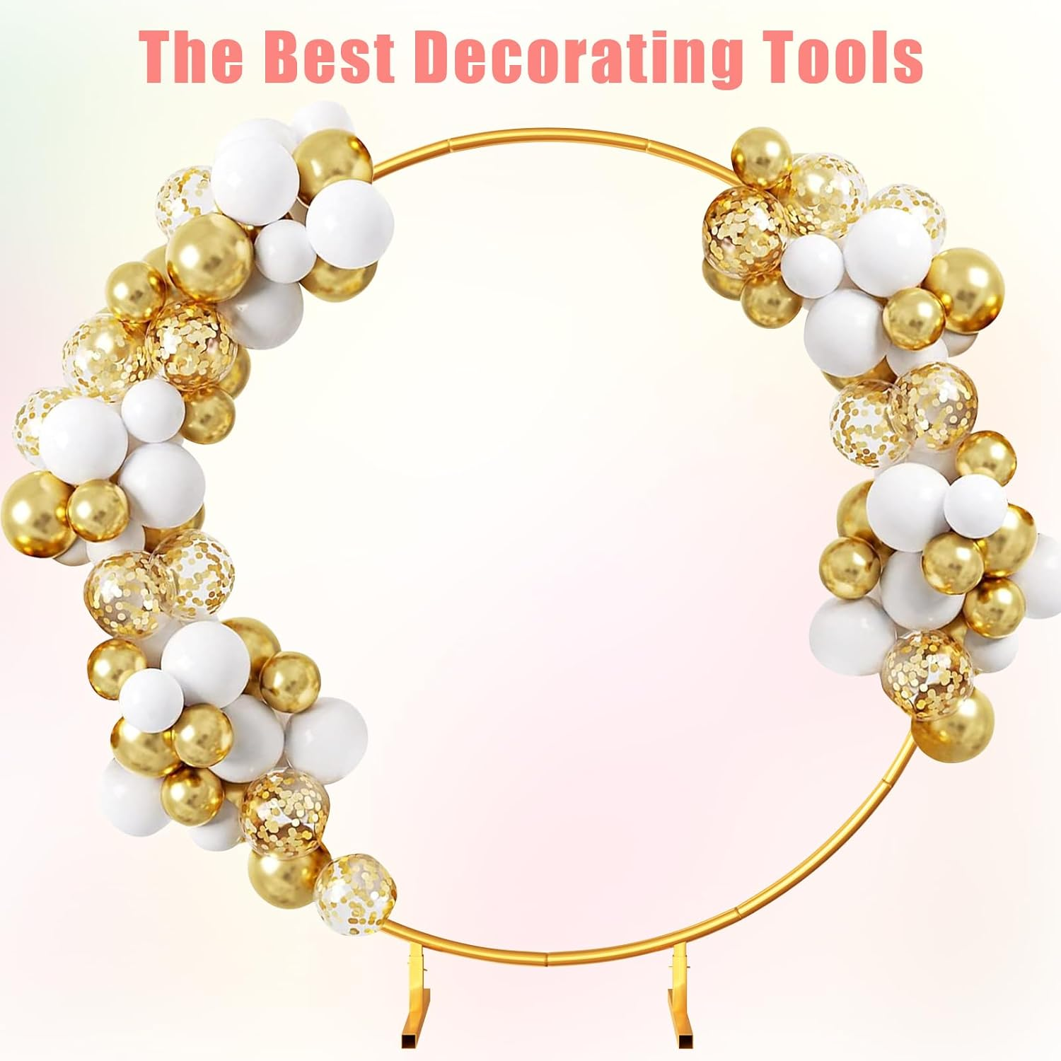 Round Backdrop Stand 7.2FT - Stable Gold Circle Balloon Arch Stand Metal Arch Backdrop Stand for Wedding Birthday Party Baby Shower Decoration (7.2FT) image number 2