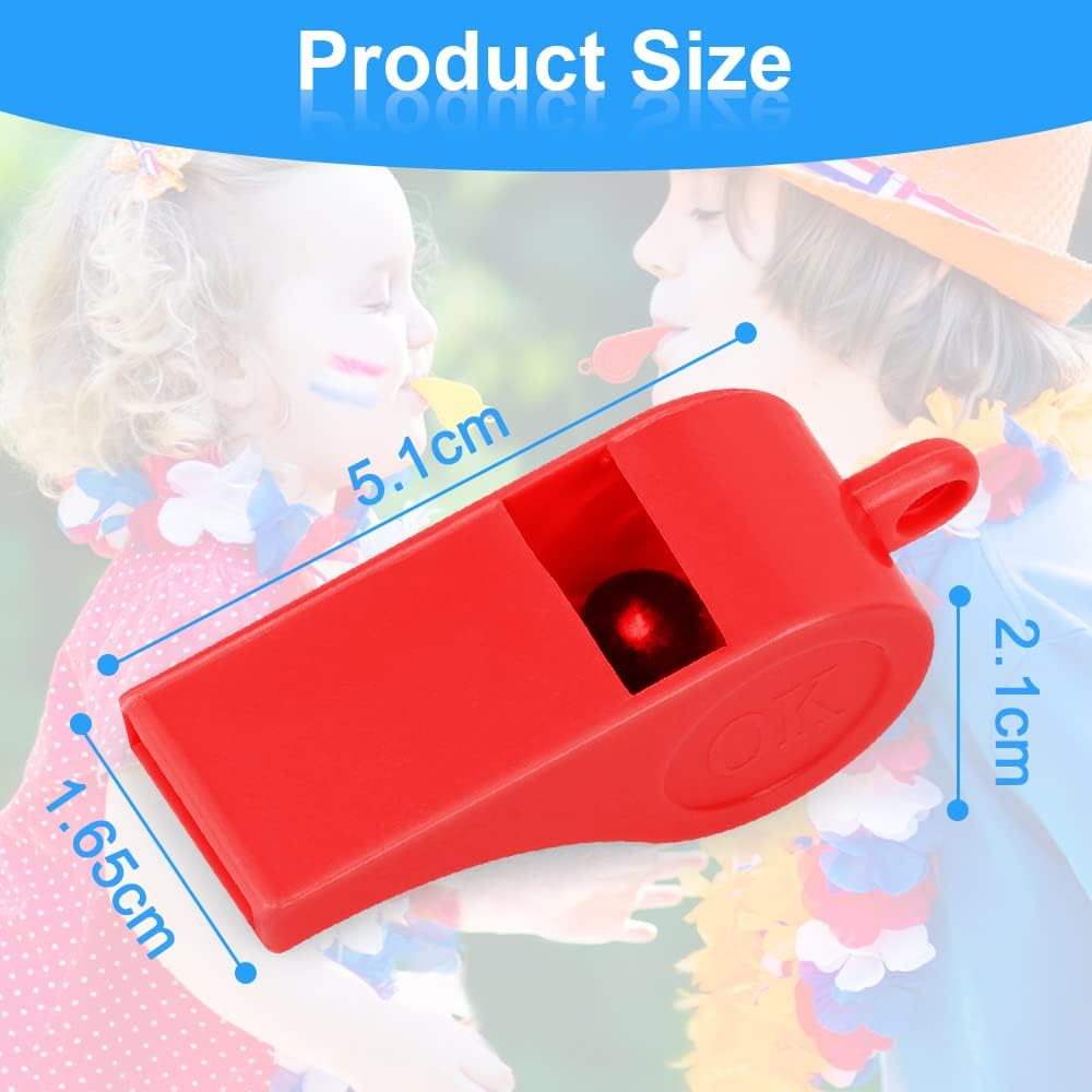 Vicloon Placstic Whistle, Referee Whistle, Whistles with Lanyards Sport Whistle Children'S Whistle for School Sports Training, Football, Security and Emergency Survival