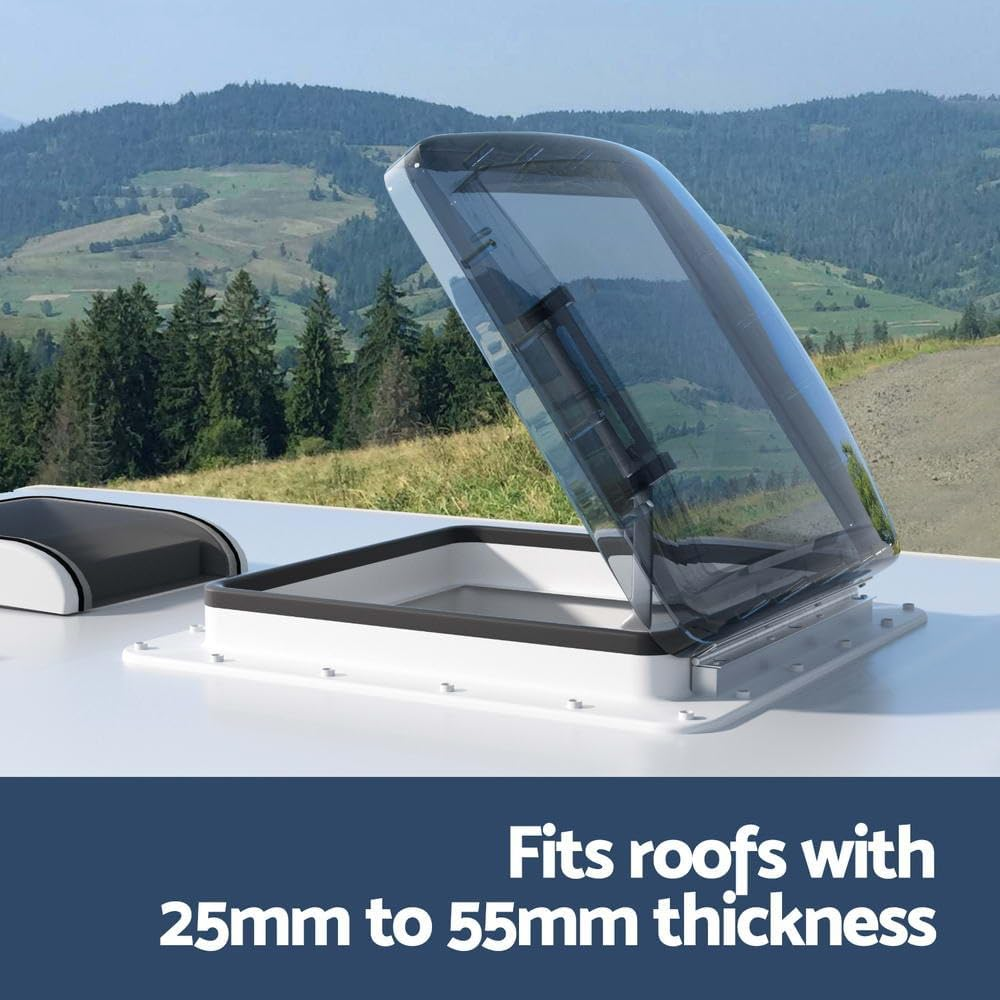 Weisshorn Caravan Roof Vent, Roofs Ventilation, Hatch RV Skylight Motorhome Camper Insect Resistance Heavy Duty Hinge Black 40X40Cm Open Size image number 5