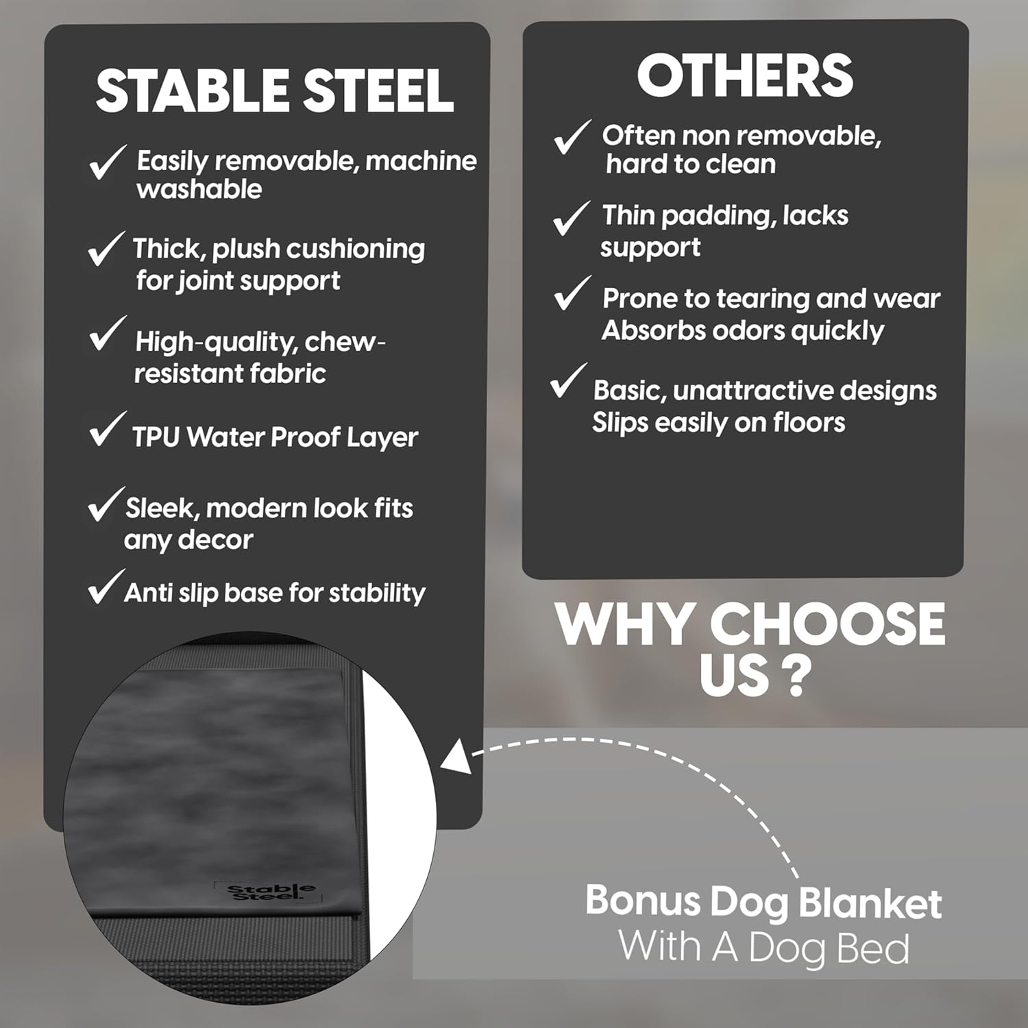 Orthopedic Dog Bed, Egg Crate Memory Foam, Bonus Dog Blanket, Waterproof Dog Bed, Washable Removeable Cover, Durable Oxford Fabric Cover, Large Dog Sofa Beds for Medium, Large Dogs image number 1