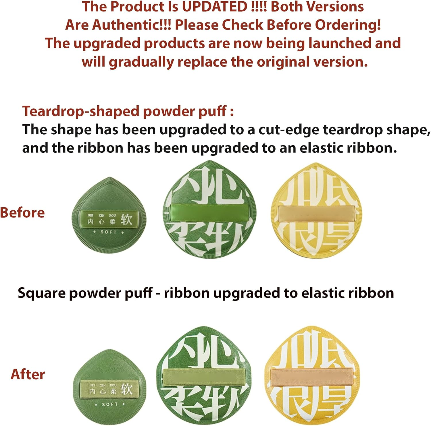 Updated Version !1Bag of 2 PCS Cute Soft Makeup Foundation Puff Soft Makeup Puff Set, Beauty Sponge Foundation Applicator, Create Flawless Skin (XL with Case) image number 2