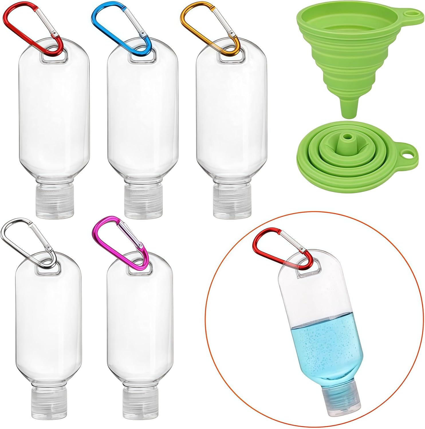 5 PCS Travel Plastic Clear Hook Bottles 50Ml/2Oz Portable Leakproof Squeeze Small Bottles with Flip Cap Refillable Empty Containers for Lotion Soap Toiletry, Clear，Refillable Empty Containers image number 4