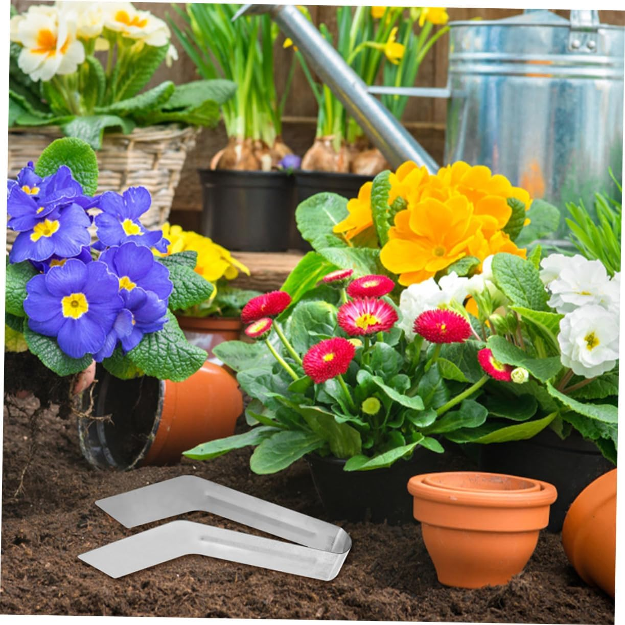 Kisangel 2Pcs Plants Transplanting Tongs Garden Supplies Small Metal Hand Tool Set for Seedling Transplanting and Plant Removal Gardening Accessory