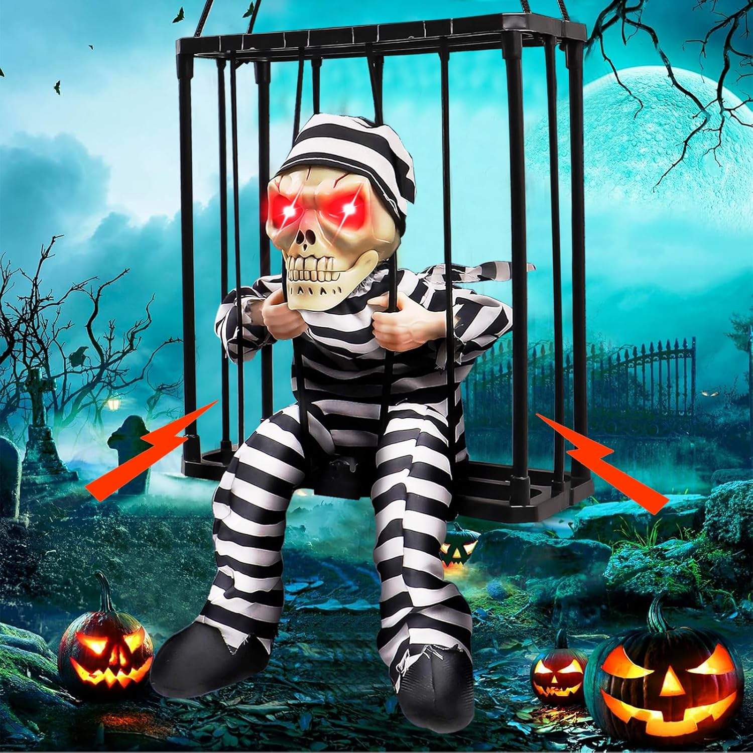 Halloween Decorations, Halloween Hanging Decorations for Indoor Outdoor Decor, Halloween Decor Prop with Motion Sensor, Skeleton Hanging Decoration with Sound image number 1