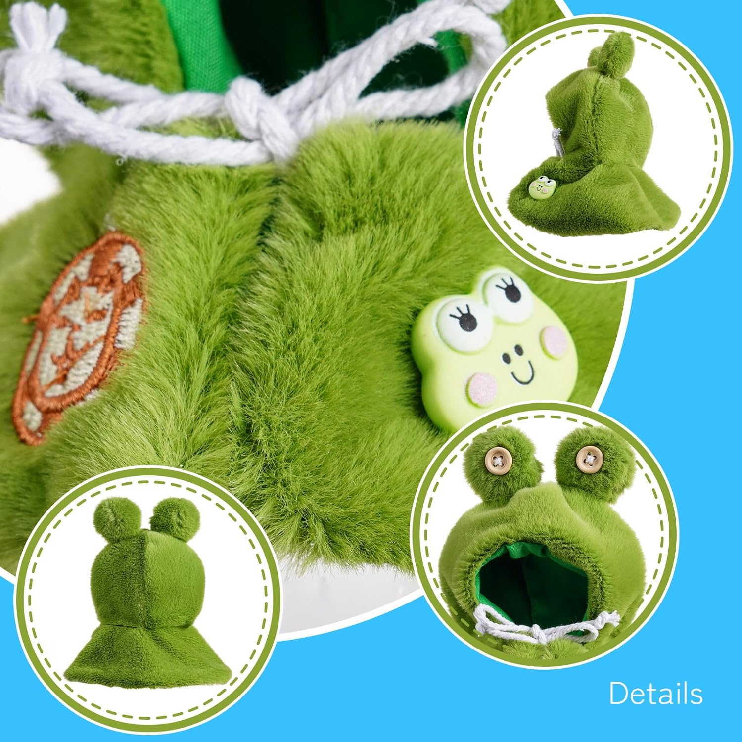 Cape & Hoodie Outfit Set for Eilik - 4 Pcs Furry Hoodie in Four Colors & 4 Pcs Furry Pet Cape in Four Styles. Ideal for Dressing Eilik and Other Suitable Toys. image number 3