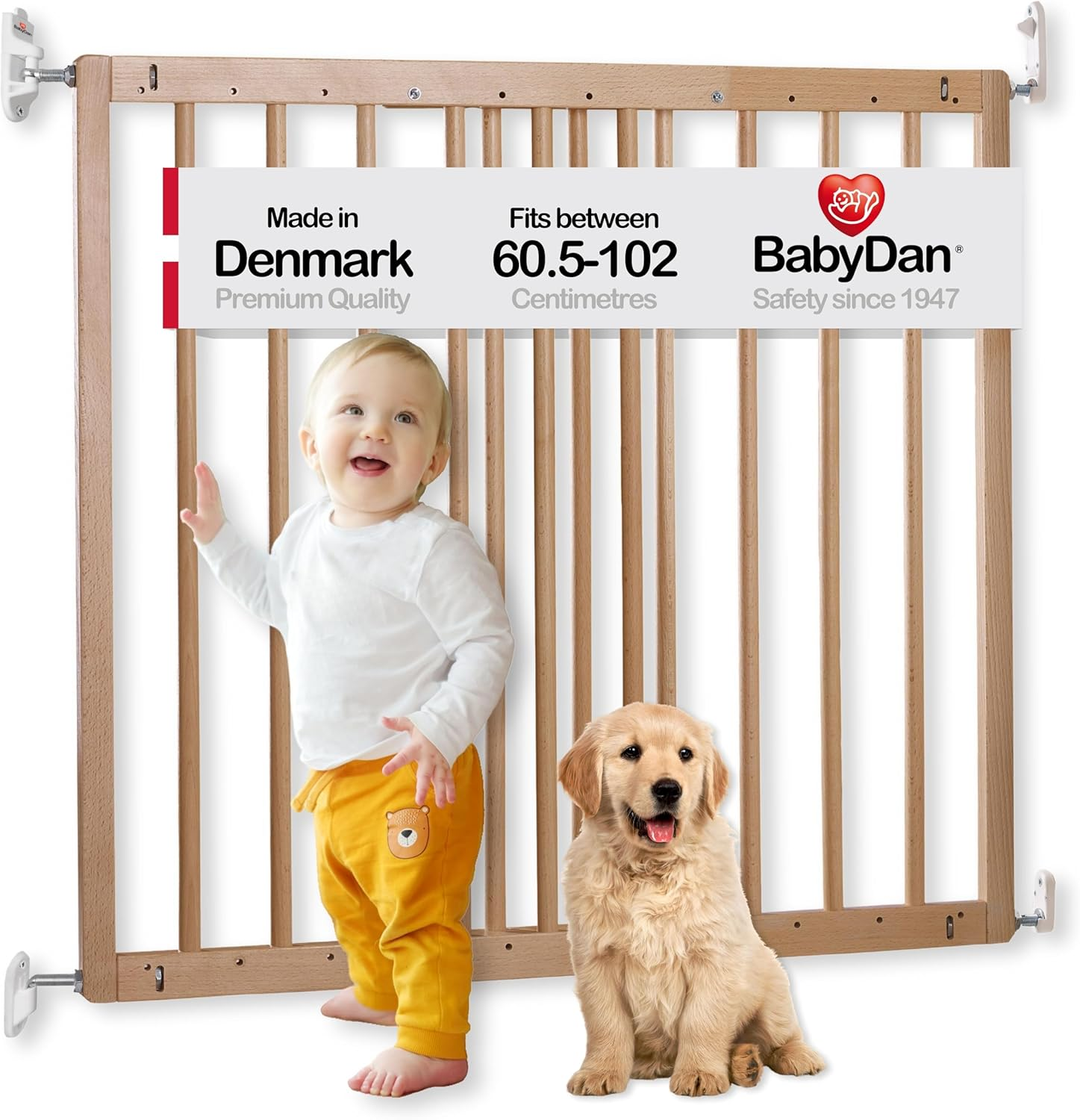 Babydan Odense, Covers Openings between 60.5-102 Cm/23.9-40.1 Inches, Extendable Stair Gate/Baby Gate/Safety Gate, Wood, Made in Denmark - (Pet Gate/Dog Gate) image number 2