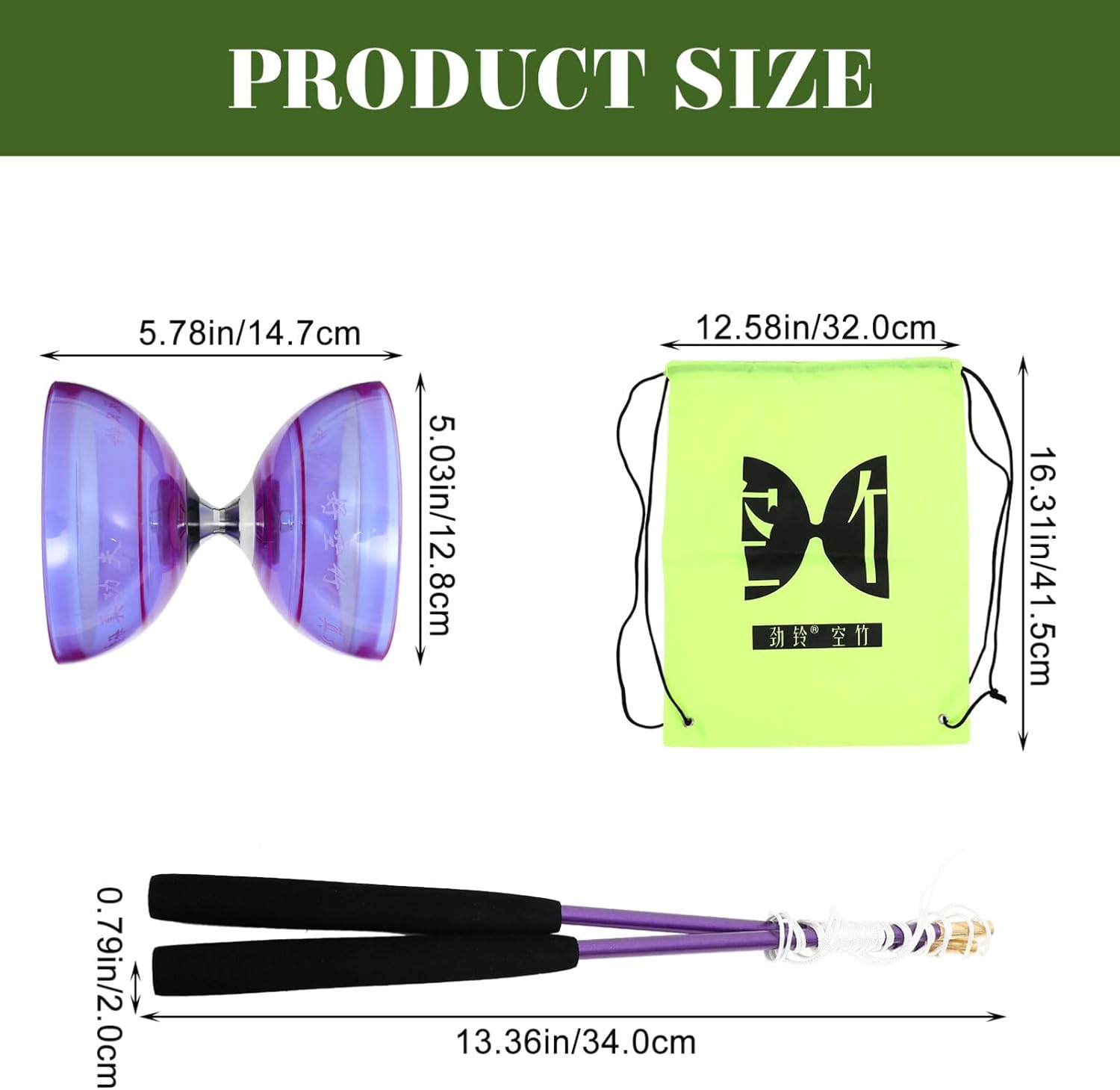 Totority Five Bearings Chinese Diabolo Yoyo Set with Fiberglass Sticks-Adjustable Strings for All Ages - Best for Fitness and Tricks