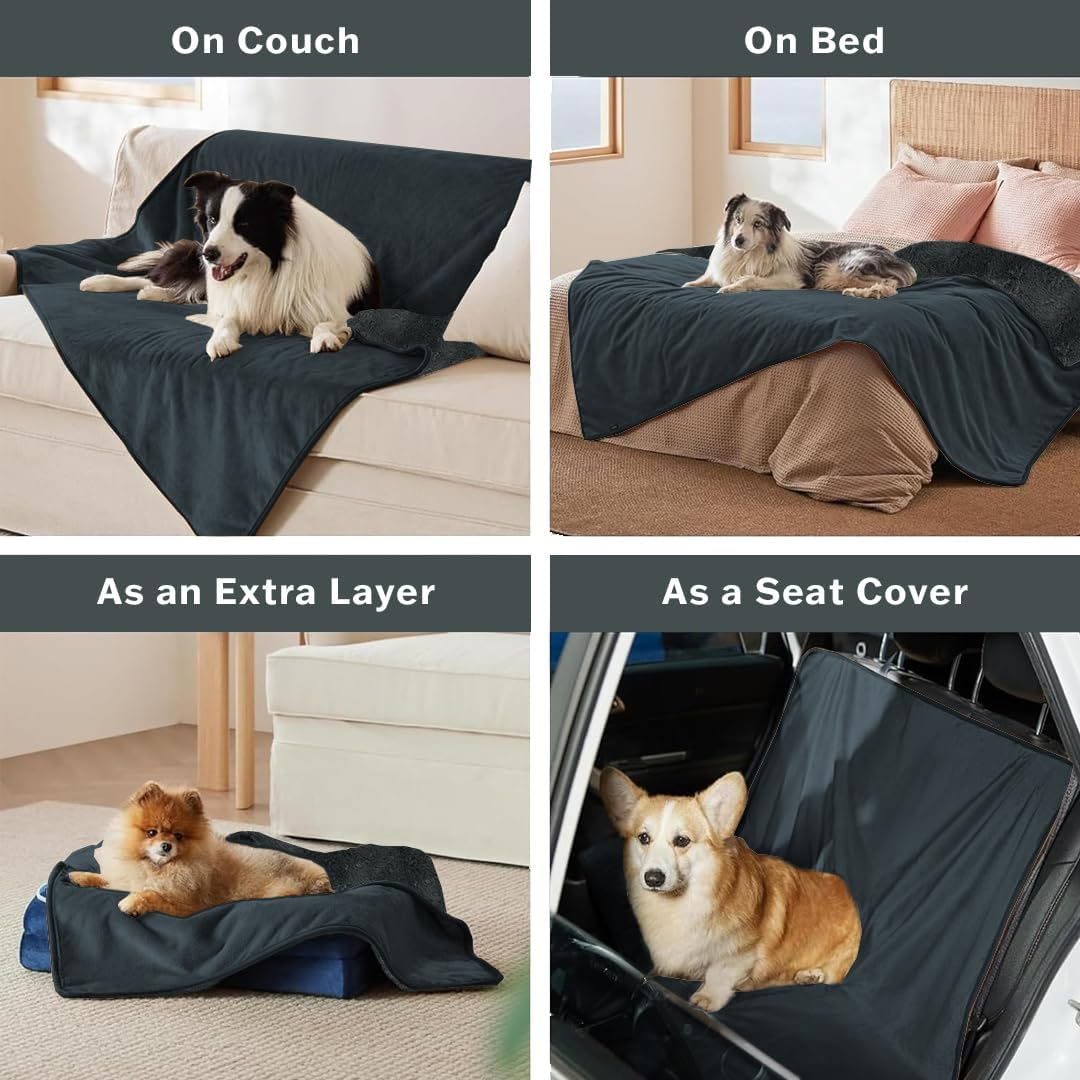Anti-Anxiety Waterproof Pet Throw Blanket - Water Resistant, Splash-Proof Dog Blanket, Cozy Cat Blanket, Ideal Blanket for Small Dogs, Soft, Durable, Modern Style for Pets Grey, 76Cm X 102Cm image number 5