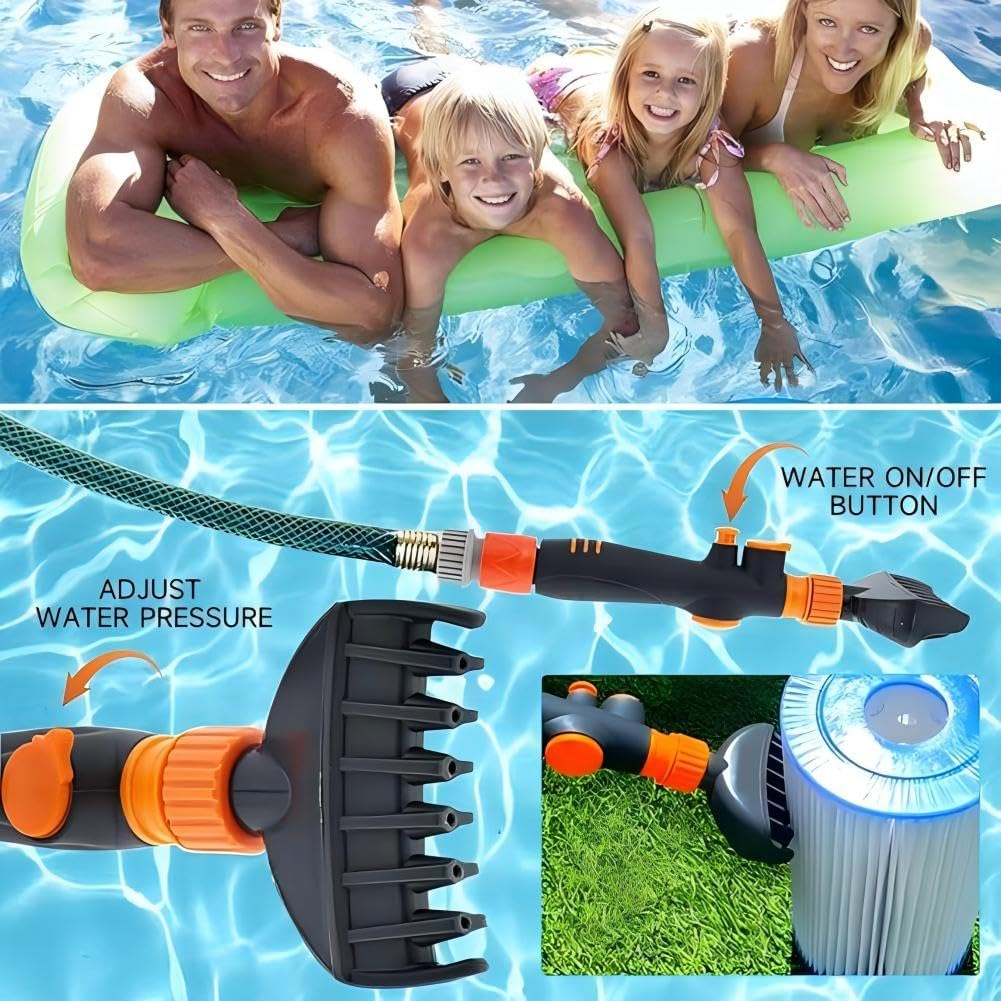 Pool Spa Filter Cartridge Cleaner Tool, Reusable Pool Filter Cleaner, Hot Tub Pool Spa Filter Cleaning Tool, Spa Filter Cleaner, Cleaning Wand with 6 Powerful Water Jets image number 4
