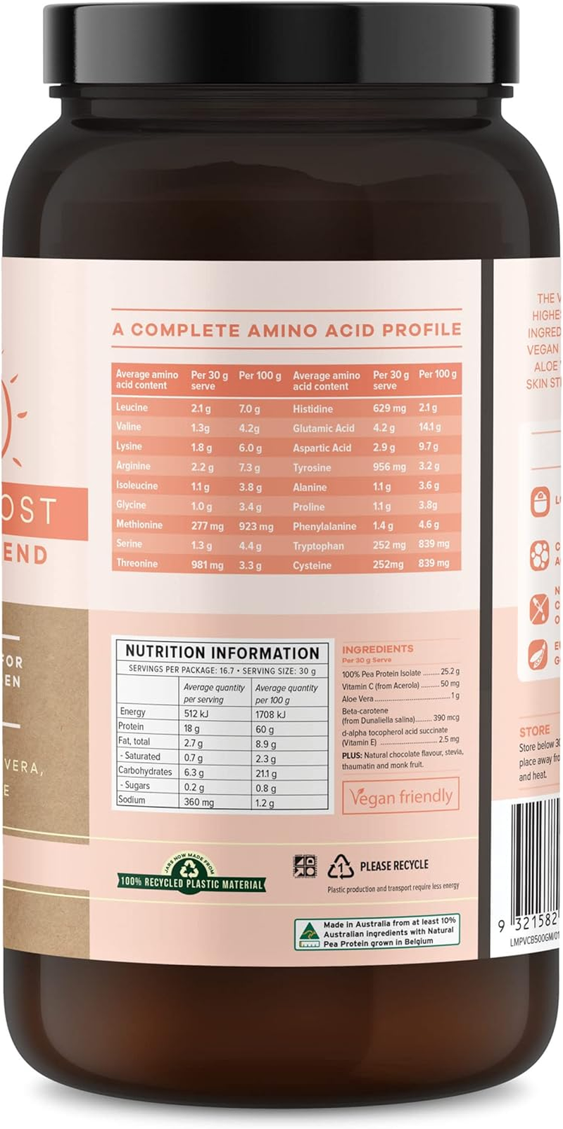 Vital Collagen Boost Vegan Protein Blend Cacao 500GM image number 4