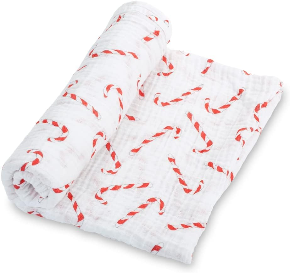 Lollybanks Baby Blanket, 100% Cotton Muslin Swaddle Blankets for Boys and Girls, Large 120 X 120 Cm Newborn Blanket, Soft and Breathable Baby Swaddle, Newborn Essentials, Registry (Candy Cane Print) image number 6