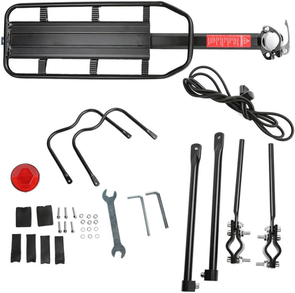 Bicycle Rear Rack Carrier Holder Adjustable Black Bike Luggage Rack Aluminum Alloy Bike Luggage Shelf Accessories 100Kg Capacity image number 1