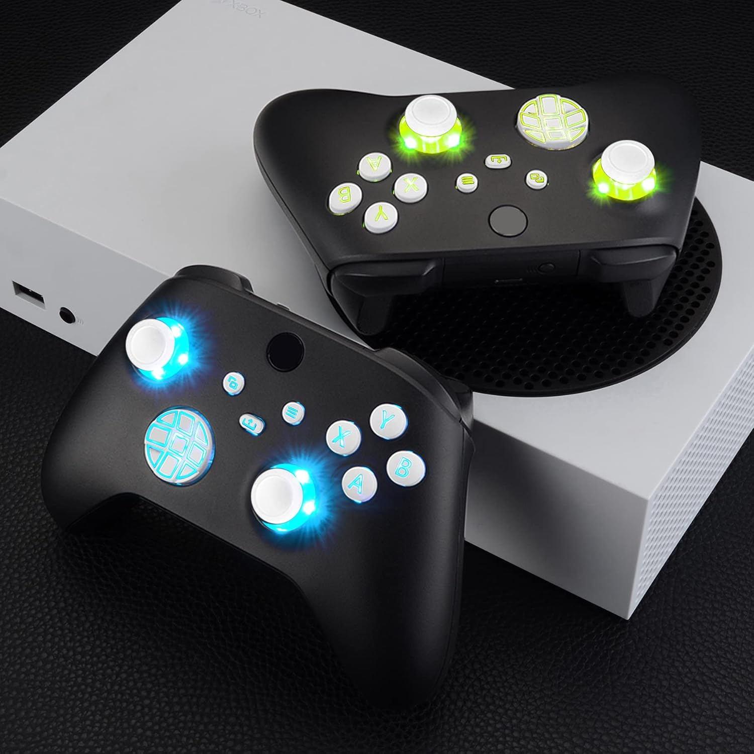 Extremerate Multi-Colors Luminated Dpad Thumbsticks Start Back Sync ABXY Buttons for Xbox Series X/S Controller, White Classical Symbols Buttons DTF LED Kit for Xbox Core Controller image number 5