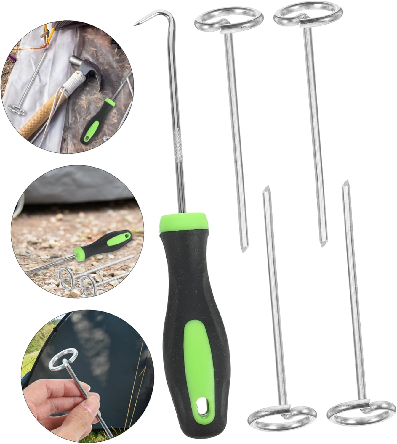 Sosoport Ground Nail Hook Combination Garden Stake Pins Heavy Duty Stainless Steel Landscape Fabric Stakes for Outdoor Landscaping image number 1