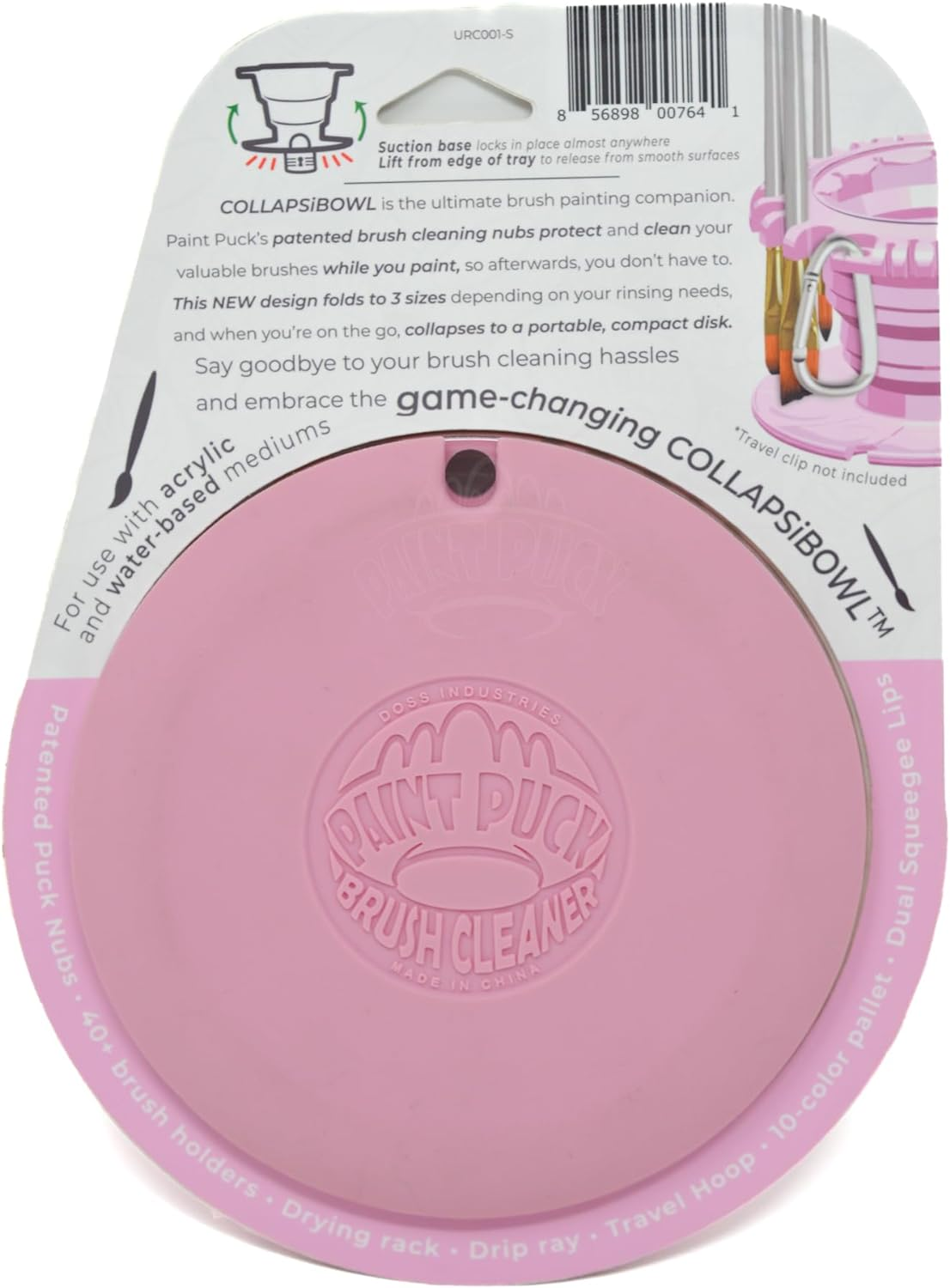 Collapsable Paint Brush Cleaner Rinse Cup (All-In-One) Fine Art, Studio, Classroom | Brushes Holder & Silicone Cleaning System for Acrylic, Watercolor, and Water-Based Mediums (Pink) image number 4