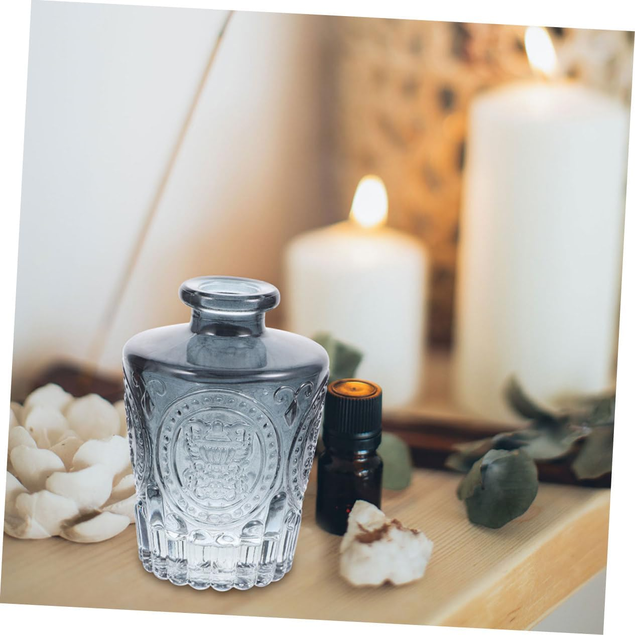 4Pcs 130Ml Glass Aromatherapy Diffuser Bottles Refillable Essential Oil Containers for Home Air Purification Gray Decorative Scented Aroma image number 4