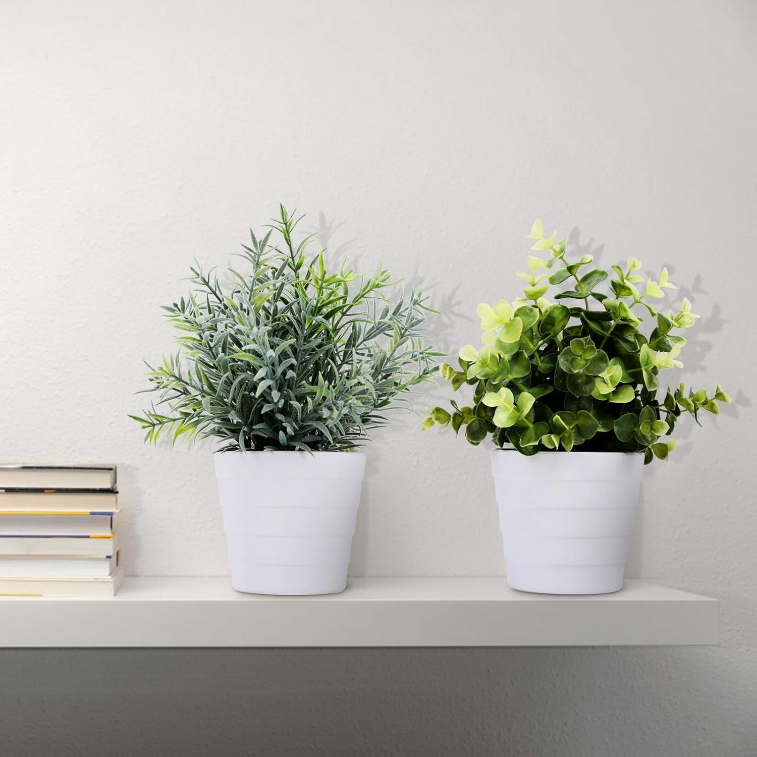 Small Fake Plant Potted - Faux Plant Indoor Plant Artificial Potted Plant Decor for Home and Office (Eucalyptus Green) image number 2