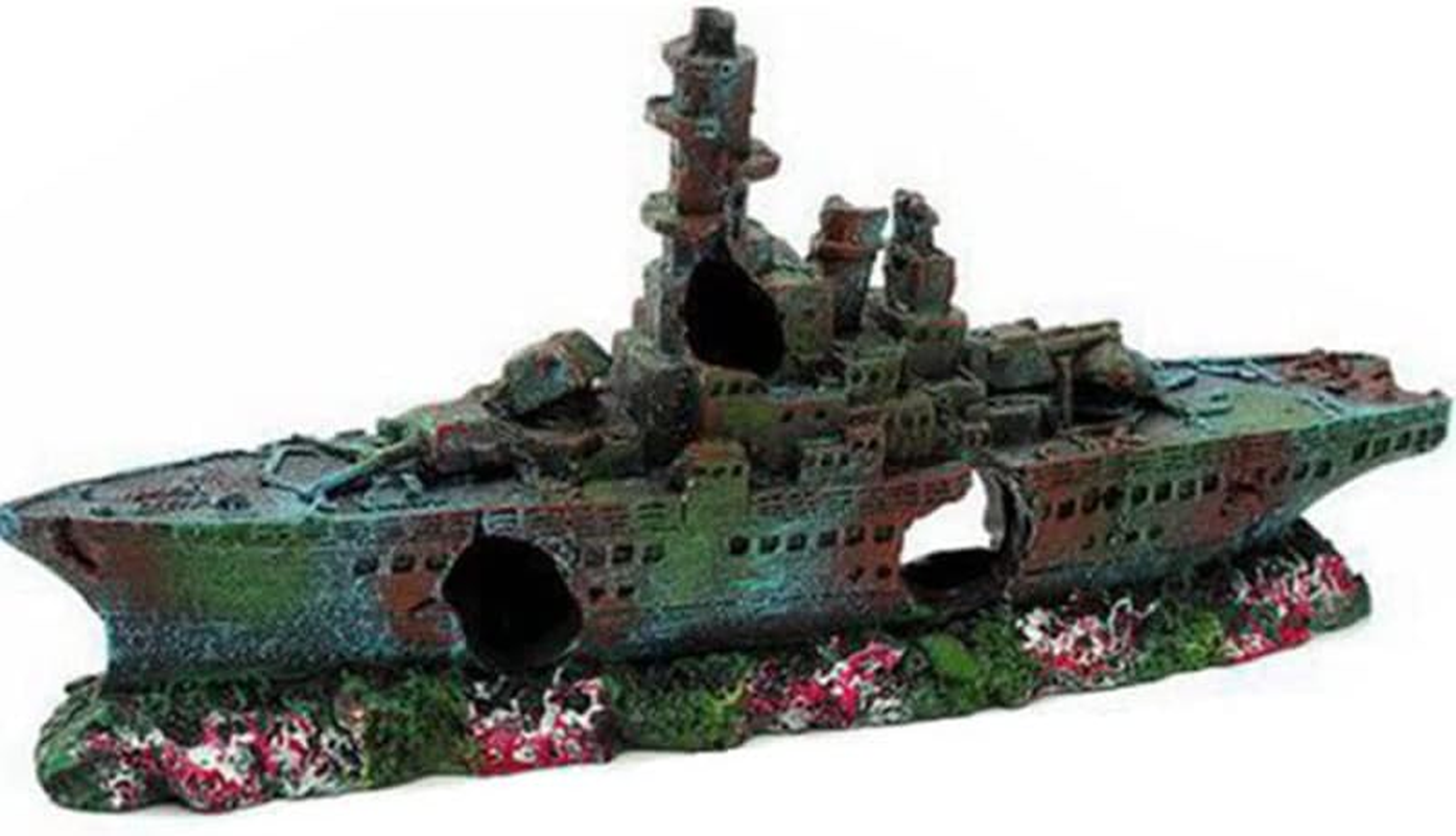 AIMALL Aquarium Shipwreck Decorations Fish Tank Ornaments, Aquarium Shipwreck Ship Fish Tank Resin Sunken Ship Fishing Hiding Pot Decor,Eco-Friendly for Freshwater Saltwater Aquarium Decorations image number 5