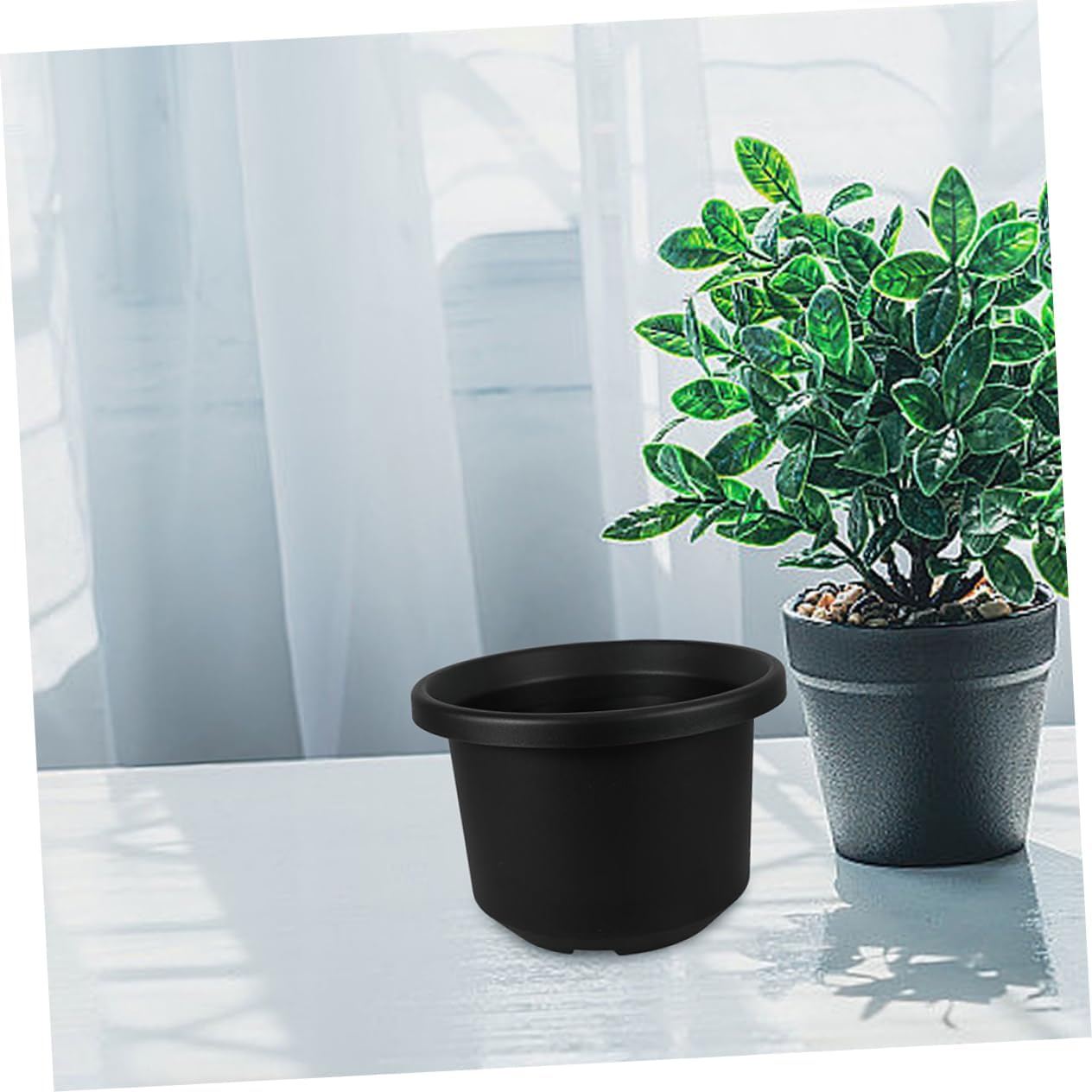 2Pcs Nursery Pot for Plants Outdoor Indoor Grow Pots Large Plastic Planters Drainage Black For image number 2
