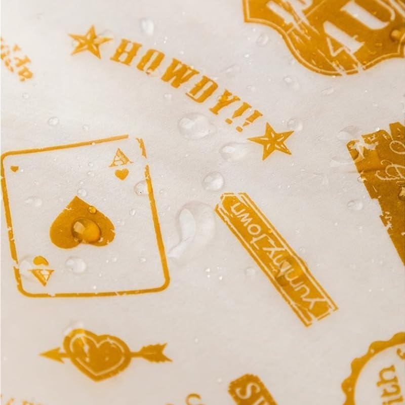 WADY 100 Sheets Food Grade Wrap Paper, Wax Paper Sheets for Food, Food Grade Wrap Paper Greaseproof Sandwich Wrap Paper, Baking Wrapping Paper Deli Paper,For Sweets Cakes Cheese Baking (Style Stamp) image number 3