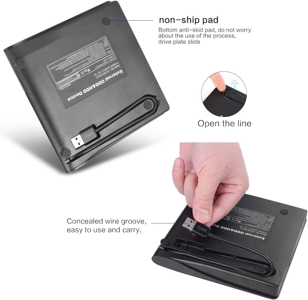 Intendvision External CD DVD Drive USB 3.0 Protable Slim DVD/CD ROM +/-RW Optical Drive Player Reader Writer Burner for Desktop Windows 7/8/10/Xp/Vista Laptop Computer PC (Black) image number 4