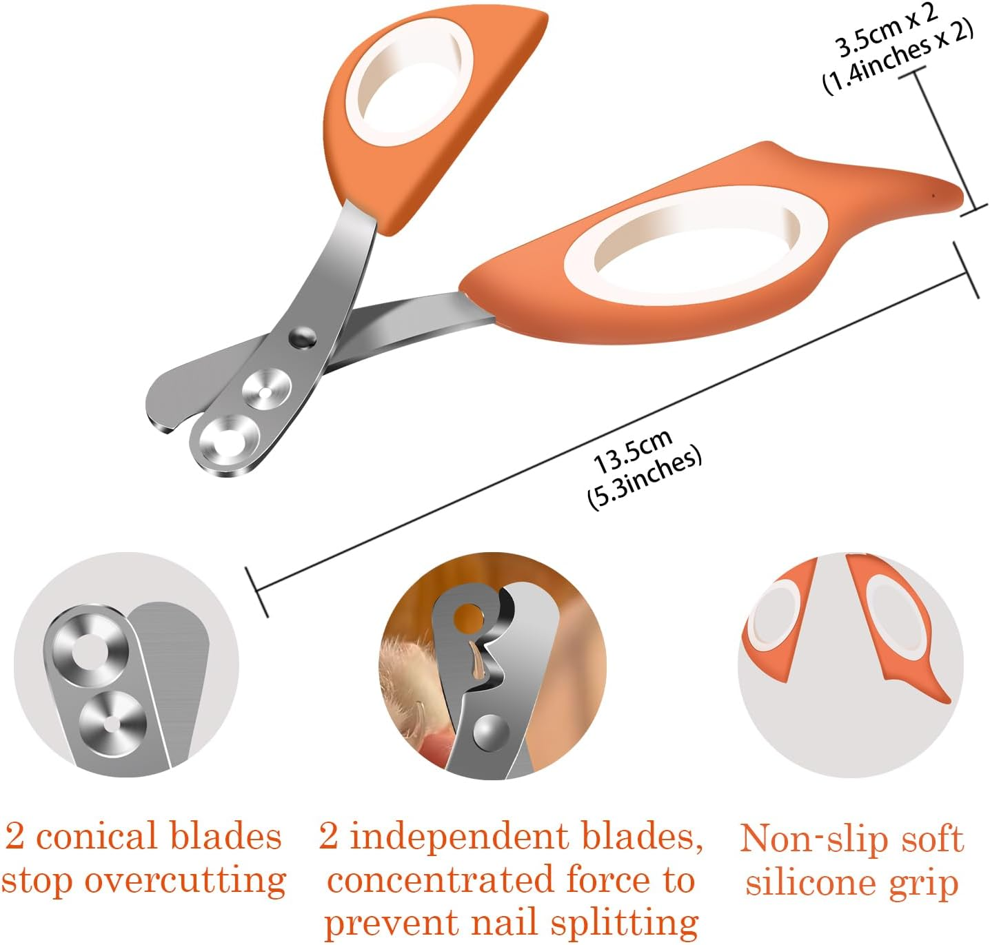 IFAN&trade; 2 Hole Claw Clippers for Different Age Pet Nail Clippers for Cats Can Avoid Cutting Blood Lines image number 3