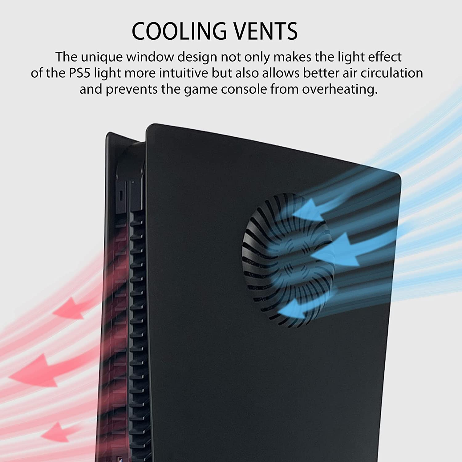 PS5 Faceplate with Cooling Vents and Dust Filter for Digital Edition DOBEWINGDELOU PS5 Face Plate Console Cover Replacement Side Plate Shell Dustproof Accessories ABS Case Black image number 2
