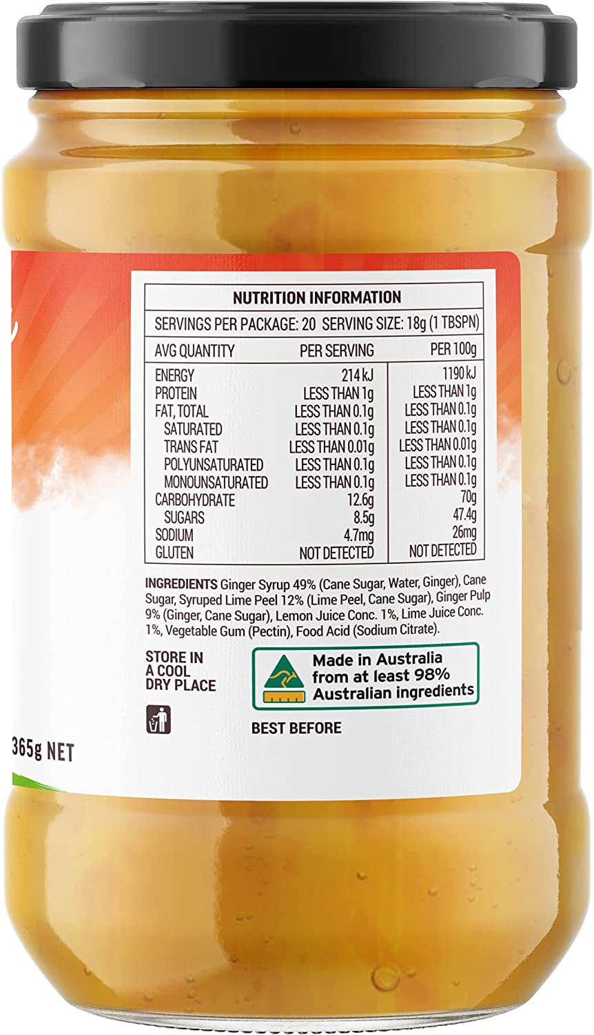 Buderim Ginger Lemon & Lime Marmalade G/F 365G image number 1