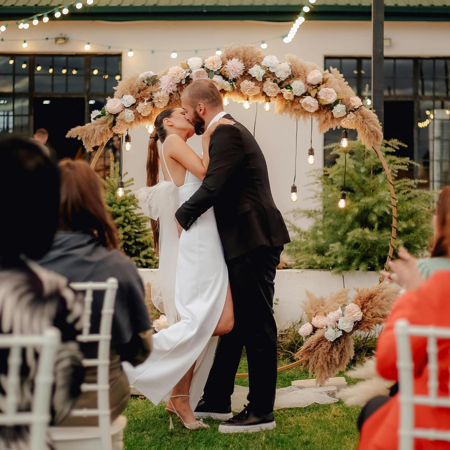 Round Backdrop Stand 7.2FT - Stable Gold Circle Balloon Arch Stand Metal Arch Backdrop Stand for Wedding Birthday Party Baby Shower Decoration (7.2FT)