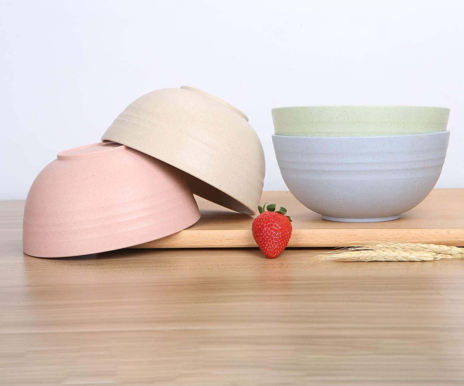 Luckyzone Wheat Straw Dinnerware Sets for 4 (Reusable Plates, Bowls & Cups) - Lightweight Unbreakable Dinner Camping Dishes for Kids Adult - Dishwasher & Microwave Safe, Eco Friendly(12Pcs/Beige) image number 2