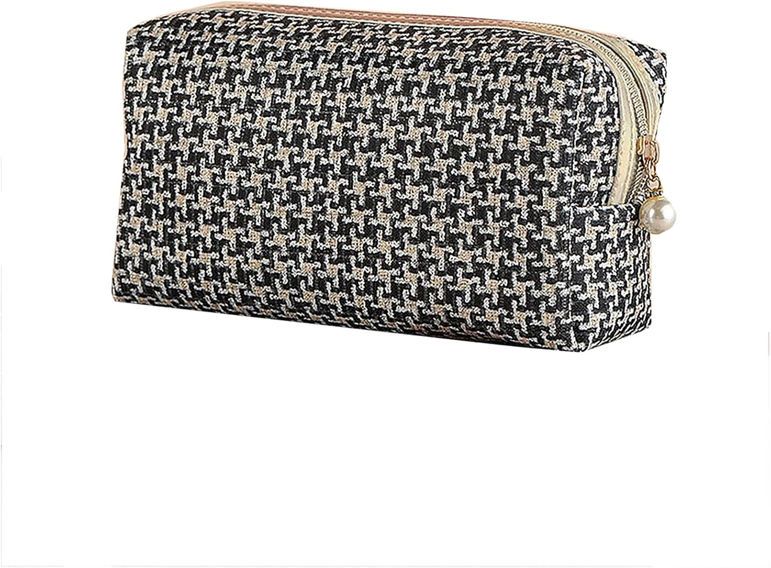 Checkered Makeup Bag for Purse Portable Zipper Make up Pouch Small Cosmetic Case for Travel Accessories(Blue)