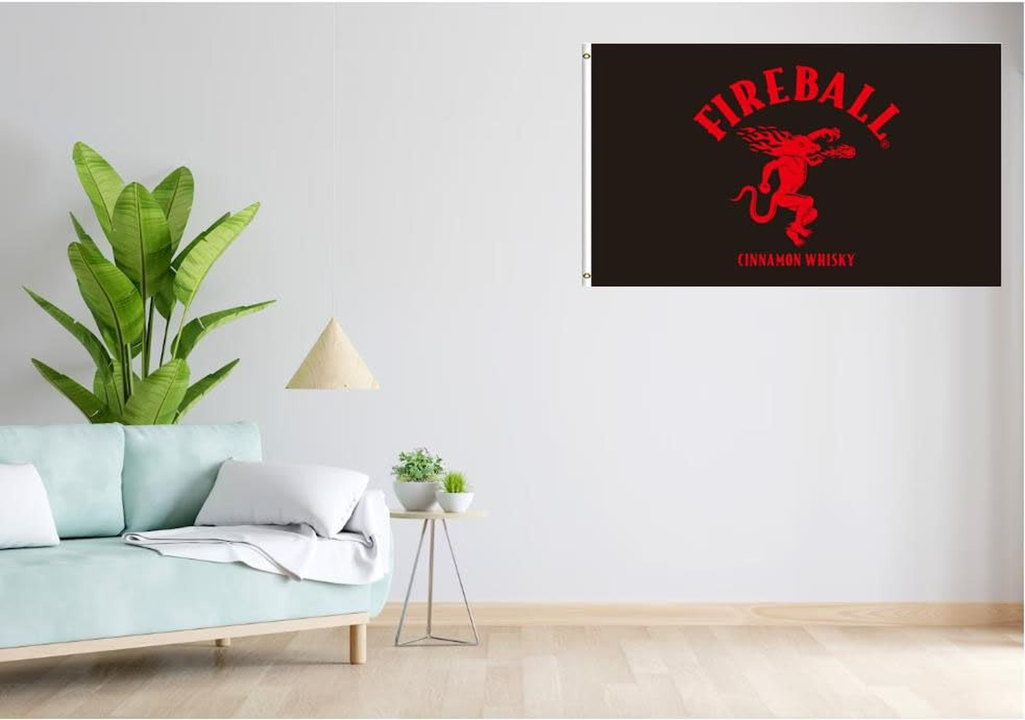 Fireball Flag 90 * 150Cm Banner Cinnamon Whiskey Man Cave Sign Bar Party Wall Decor image number 2