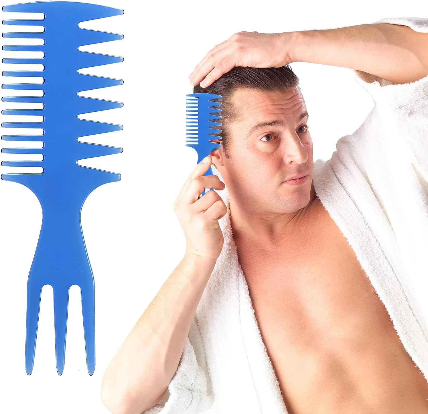 Tbestmax 6 Pcs Hair Comb Styling Set Tail Combs Afro Pick Pik Brushes African American Hair Brush Barber Blue image number 5