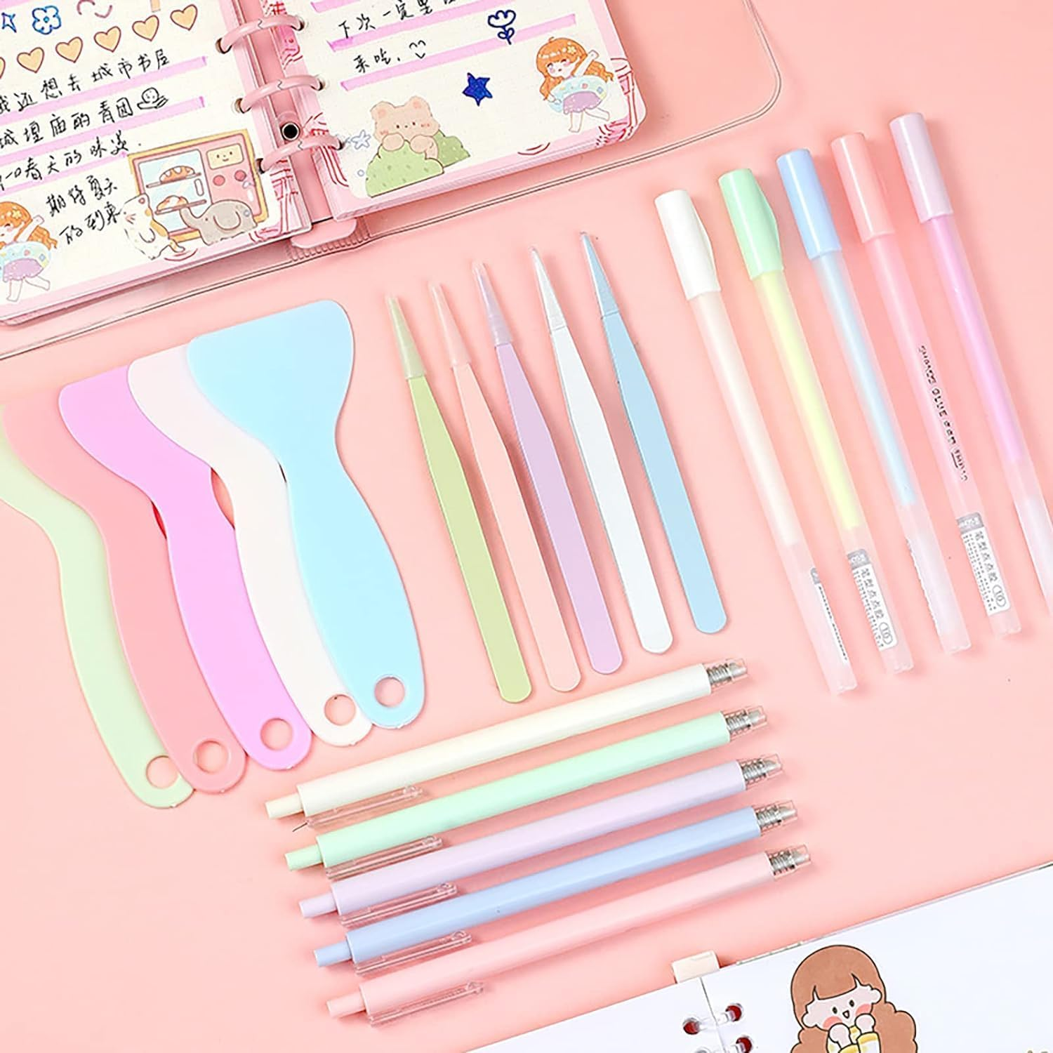 Doraking White Scrapbooking Tools with Glue Tweezer Shovel Cutter Pen for Crafting, Scrapbooking, Card Making, Paper Crafts image number 1