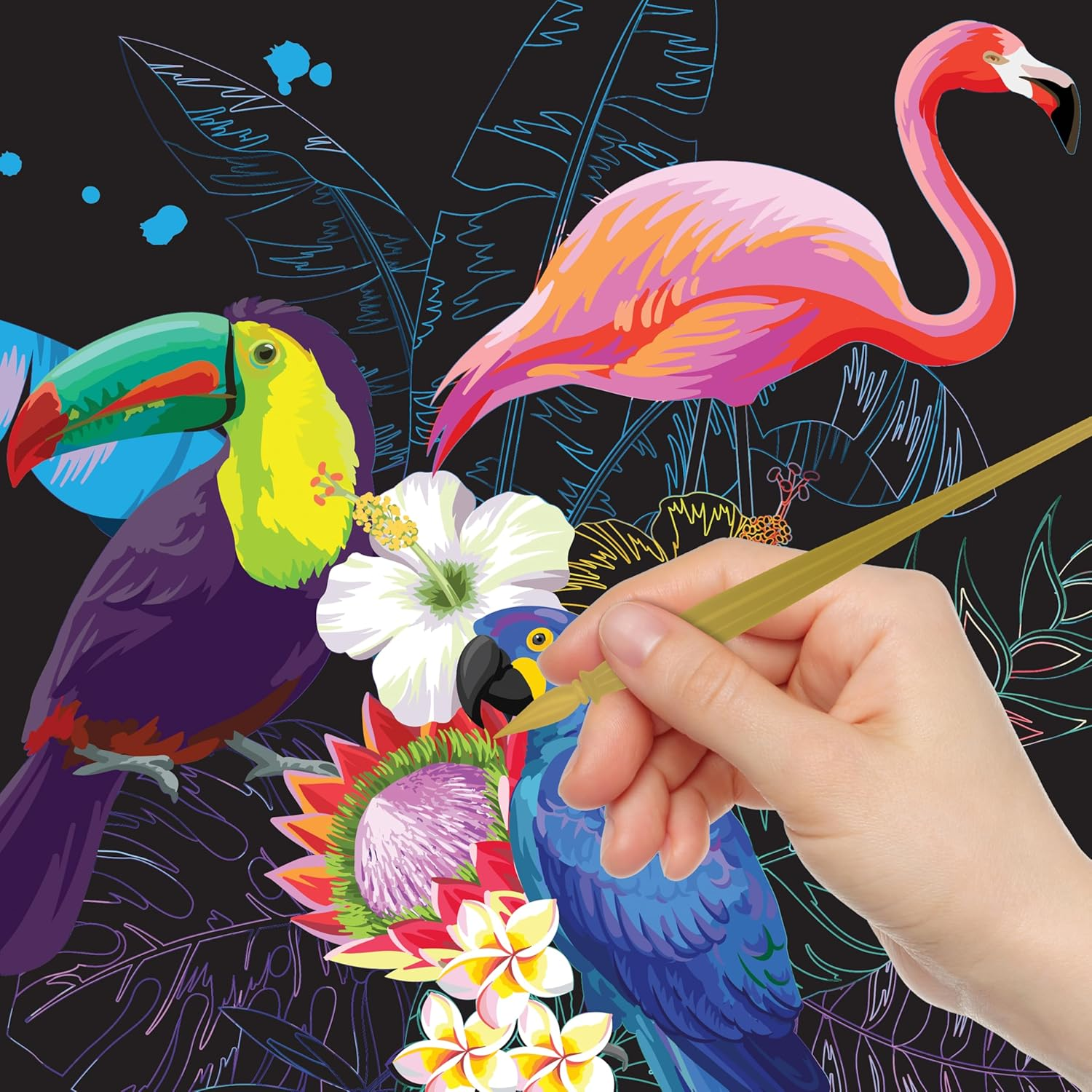 Kaleidoscope Etch Art Creations Neon Nature &ndash; Etch-Art Panels & Stencils Included &ndash; Explore Vibrant Flowers & Plants &ndash; Fun Creative Activity for Kids Aged 8-12 image number 1