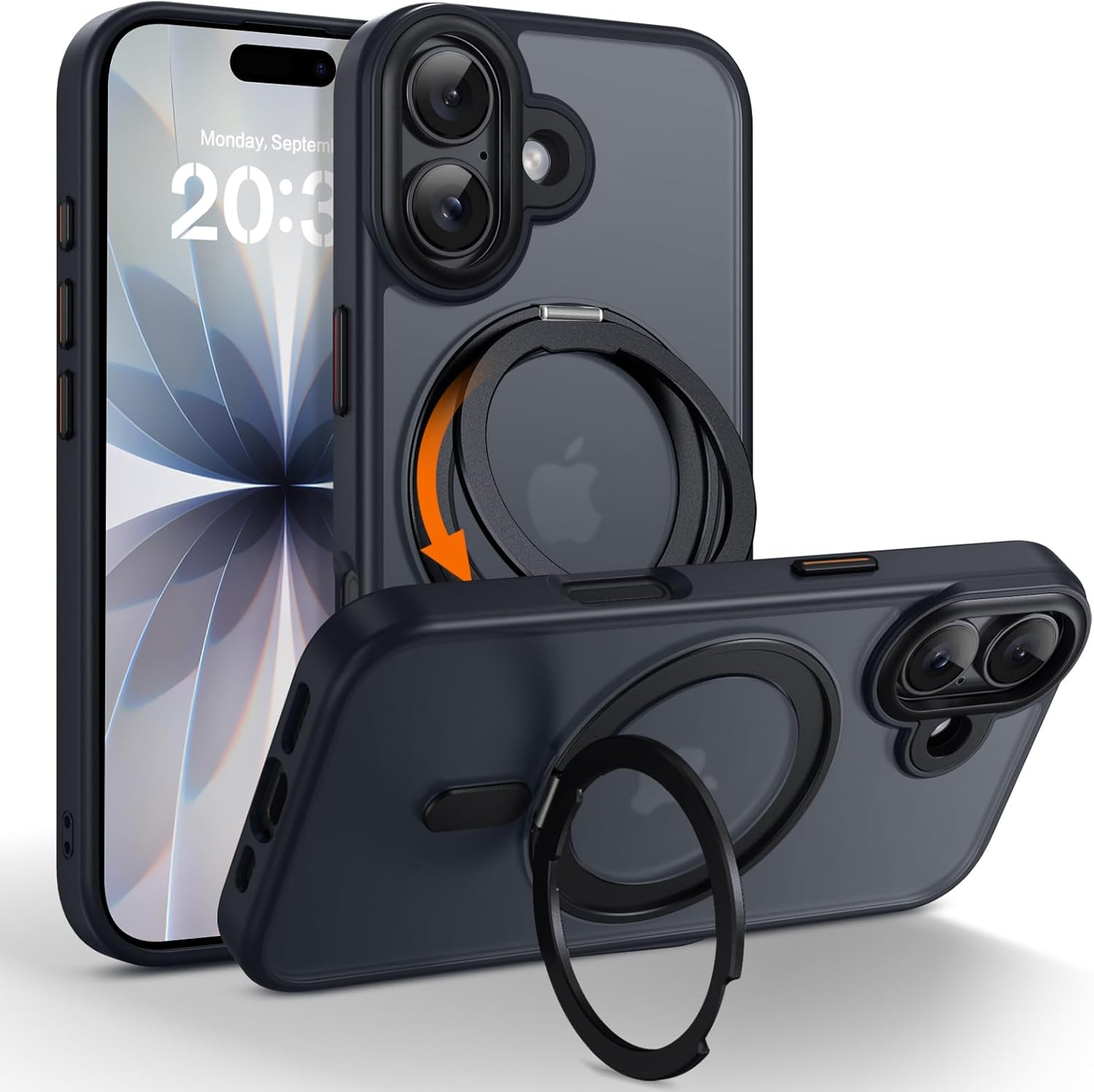 YINLAI for Iphone Air Case 6.5-Inch, Magnetic Compatible with Magsafe, with 360&deg; Rotatable Ring Stand, Anti-Fingerprint Skin-Friendly, Shockproof Full-Body Protective Iphone Air Case, Black