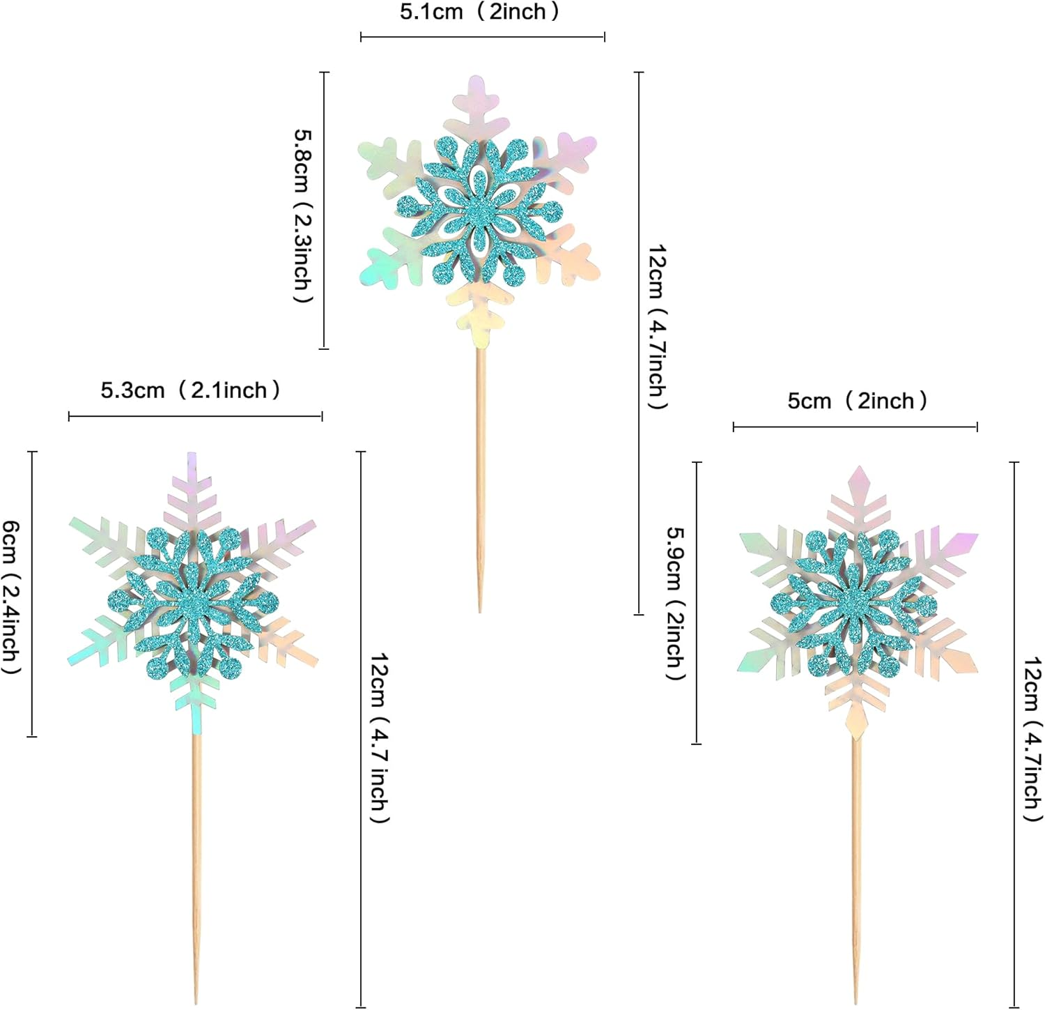 Ercadio 24 PCS Snowflake Cupcake Toppers Assemble Glitter Double Layers Winter Snowflake Cake Picks for Winter Wonderland Baby Shower Birthday Merry Christmas Party Cake Decorations Supplies image number 3