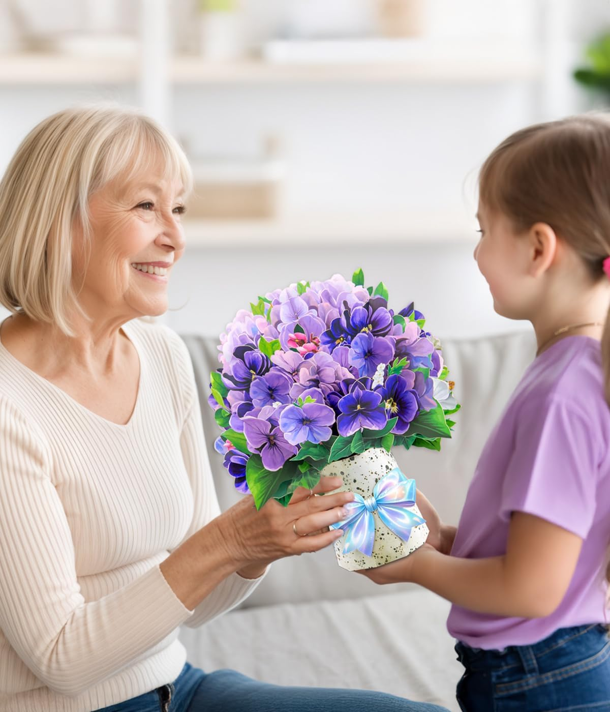 Violet Pop-Up Card, 3D Flower Bouquet Greeting Card with Envelope and Notecard, for Birthdays, Mother&rsquo;S Day, Weddings, Anniversaries, Easter, Get Well, Sympathy, Thinking of You, and Housewarming image number 4