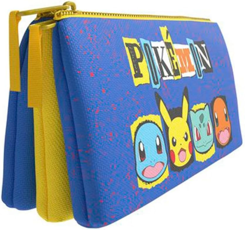 CYPBRANDS Pokemon Pencil Case School Triple Pencil Case Navy Casual, Navy, Casual