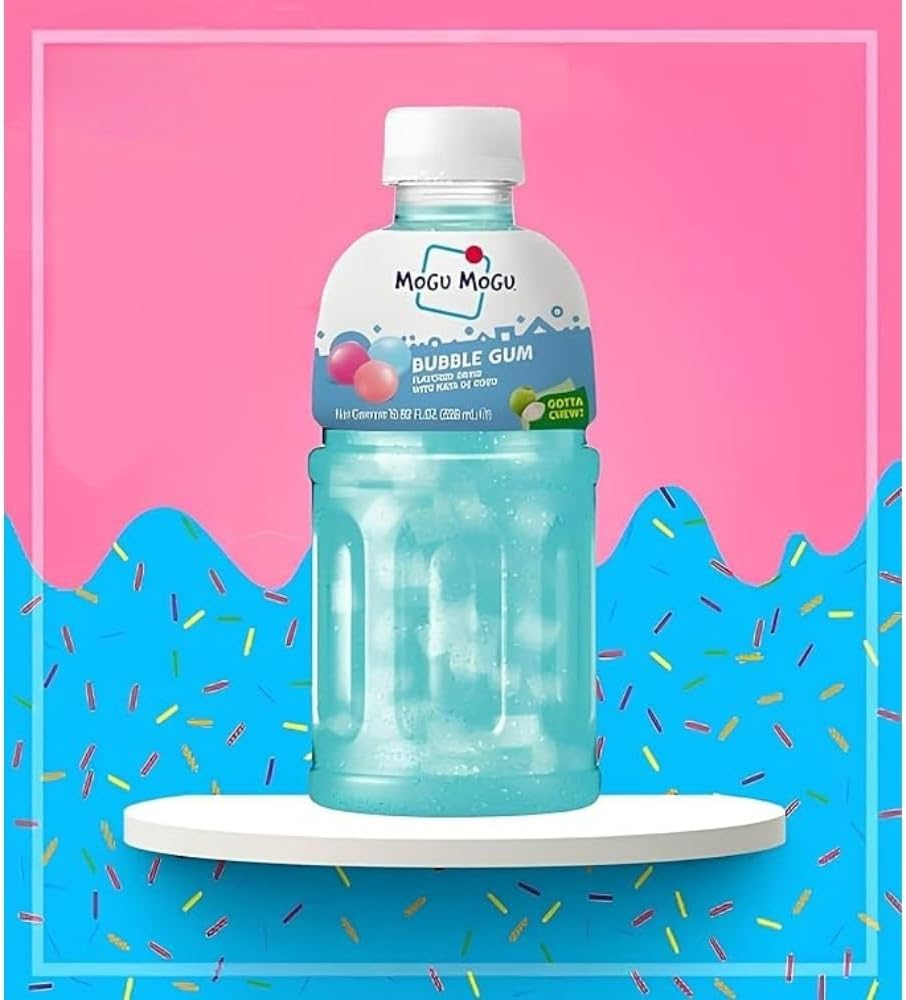 Mogu Mogu Cream Soda Zero Sugar Drink with Nata De Coco | Asian Drinks with Chewy Fruit Bits | Refreshing Low Calorie Mogu Mogu Drink | Nata De Coco Drinks | 320Ml Bottle image number 3