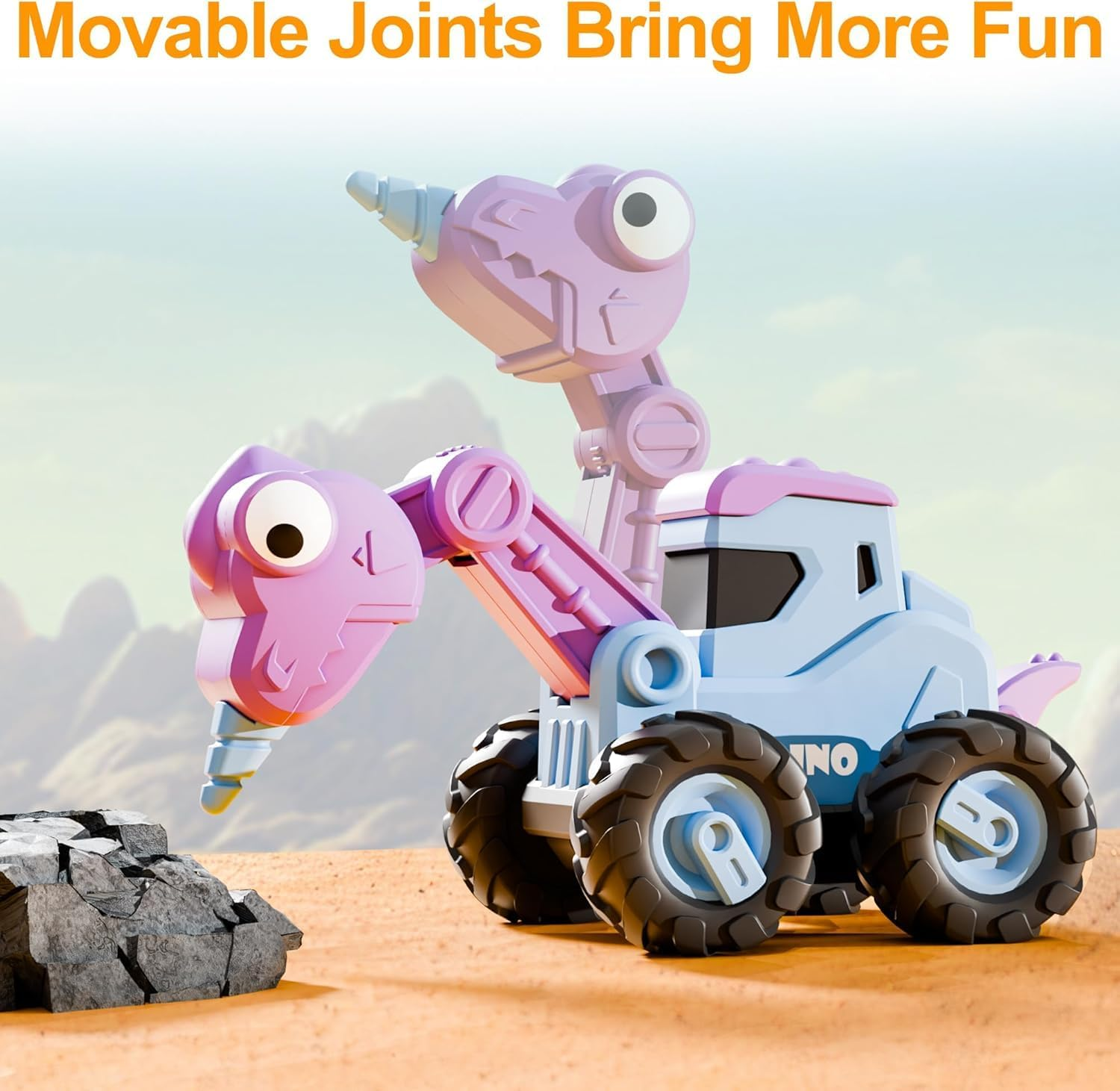 Dinosaur Truck Toys for Toddlers, Boys Dino Press Go Racing Cars, Kids Construction Sandbox Vehicles Playset, Baby Push Go Friction Car Set image number 4