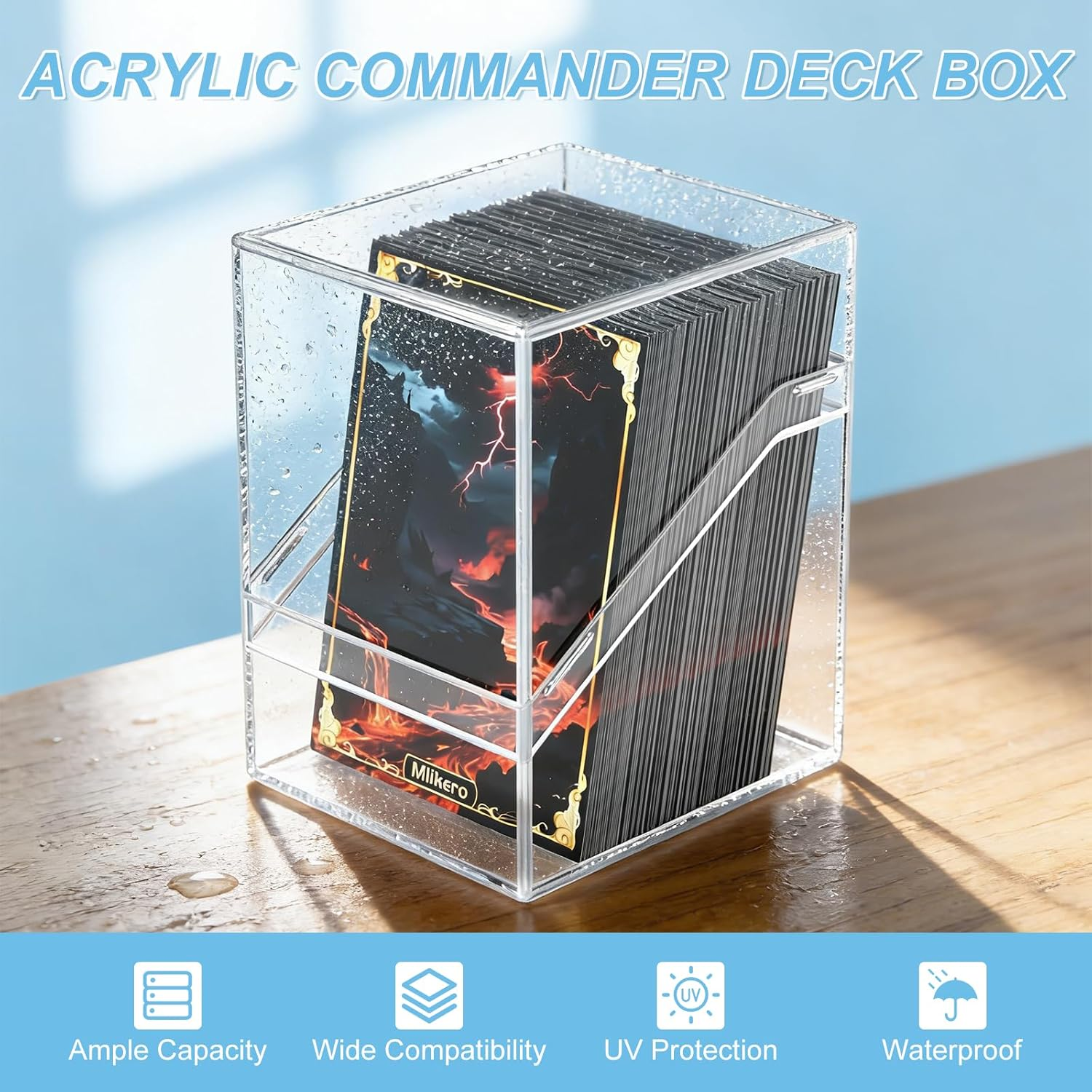 Mlikero 6 Pack Card Deck Cases,Acrylic Box for Trading Cards,Sturdy Storage Boxes Holding 100+ Sleeved Cards with Dividers,Clear and Black Fit MTG , Baseball Cards, Sport 3 Black+3 White ,0803 - 6 Clear image number 7