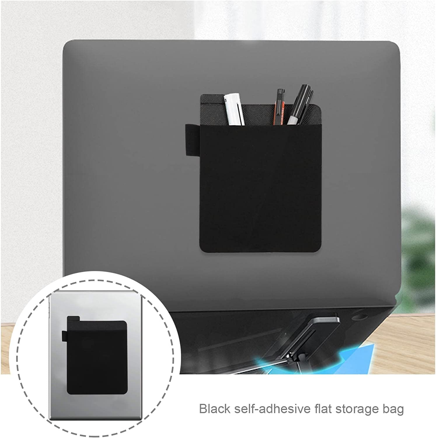 Emsea 2PCS Self-Adhesive Pouch Holders Portable Carrying Case Storage Pockets Laptop Organizers for External Hard Drive Stylus Pens Wireless Mouse Cables Earphones image number 1