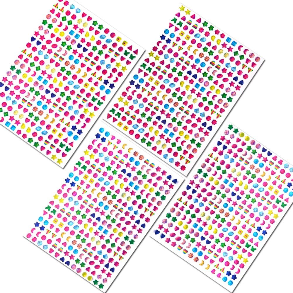 1000+ Stick on Earrings 3D Gem Stickers Glitter Sparkle Crystal Stickers Sticker Earrings for Girls Multiple Colors & Shapes image number 2