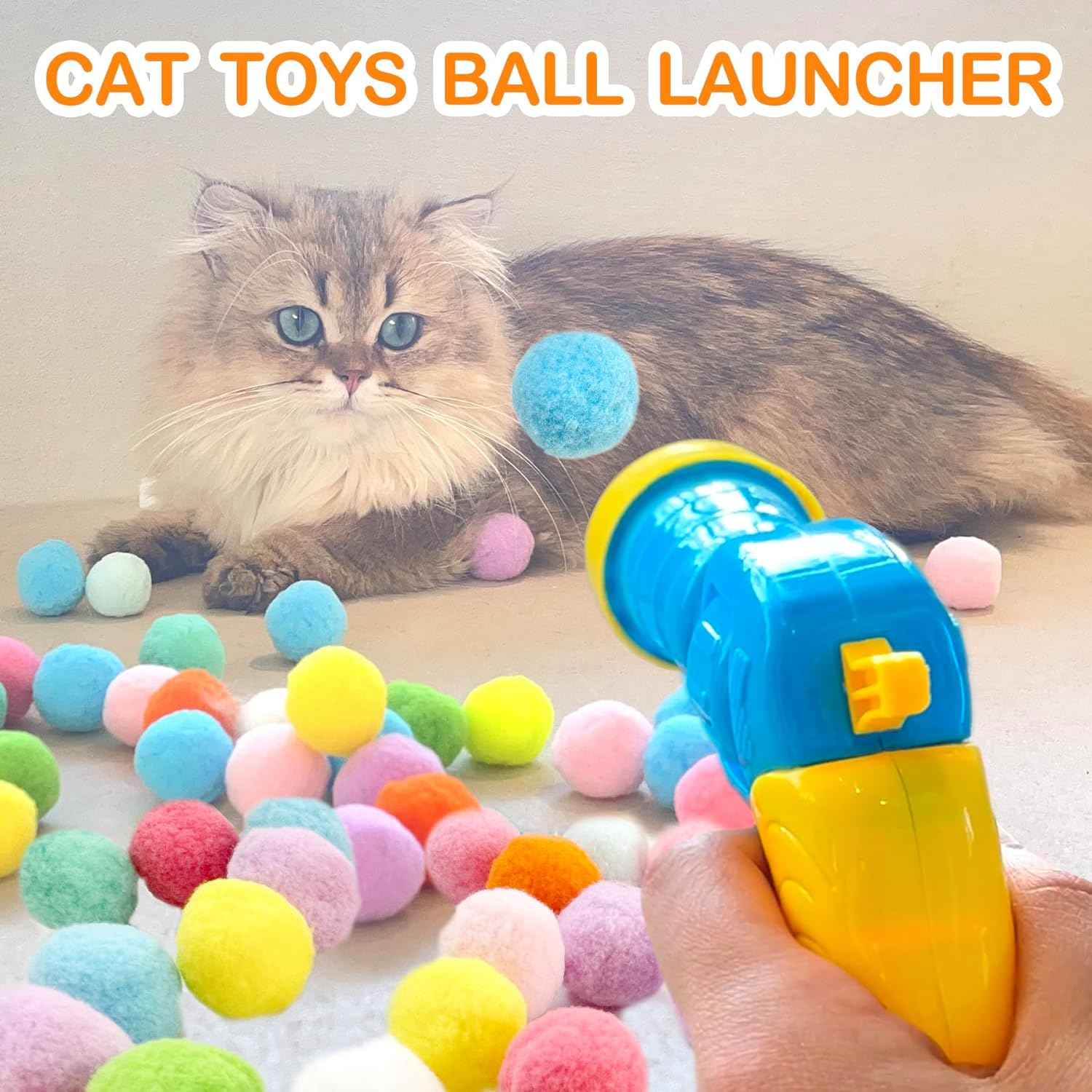 31Pcs Cat Ball Toy Launcher Gun, Cat Balls Fetch Toy, 30Pcs Plush Fuzzy Balls Launcher Cat Toy for Cats with 1 Gun, Funny Interactive Cat Toys for Bored Indoor Adult Cats, Cute Kitten Kitty Toys image number 3
