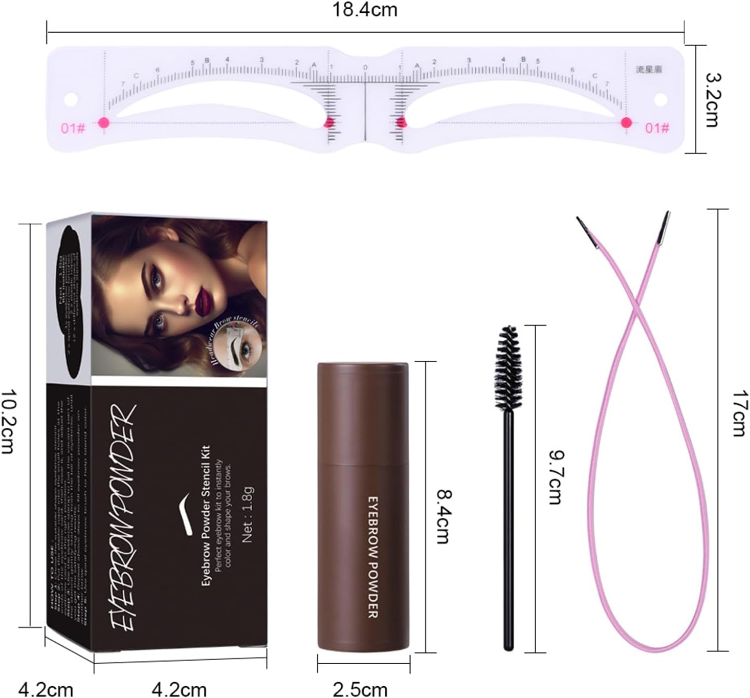 Eyebrow Stamp Stencil Kit - One-Step Vegan Eyebrow Stamp Pomade - Long-Lasting Waterproof Smudge-Proof - with 12Pcs Reusable Thin & Thick Eyebrow Stencils for Perfect Brows # 02 Dark Brown image number 4