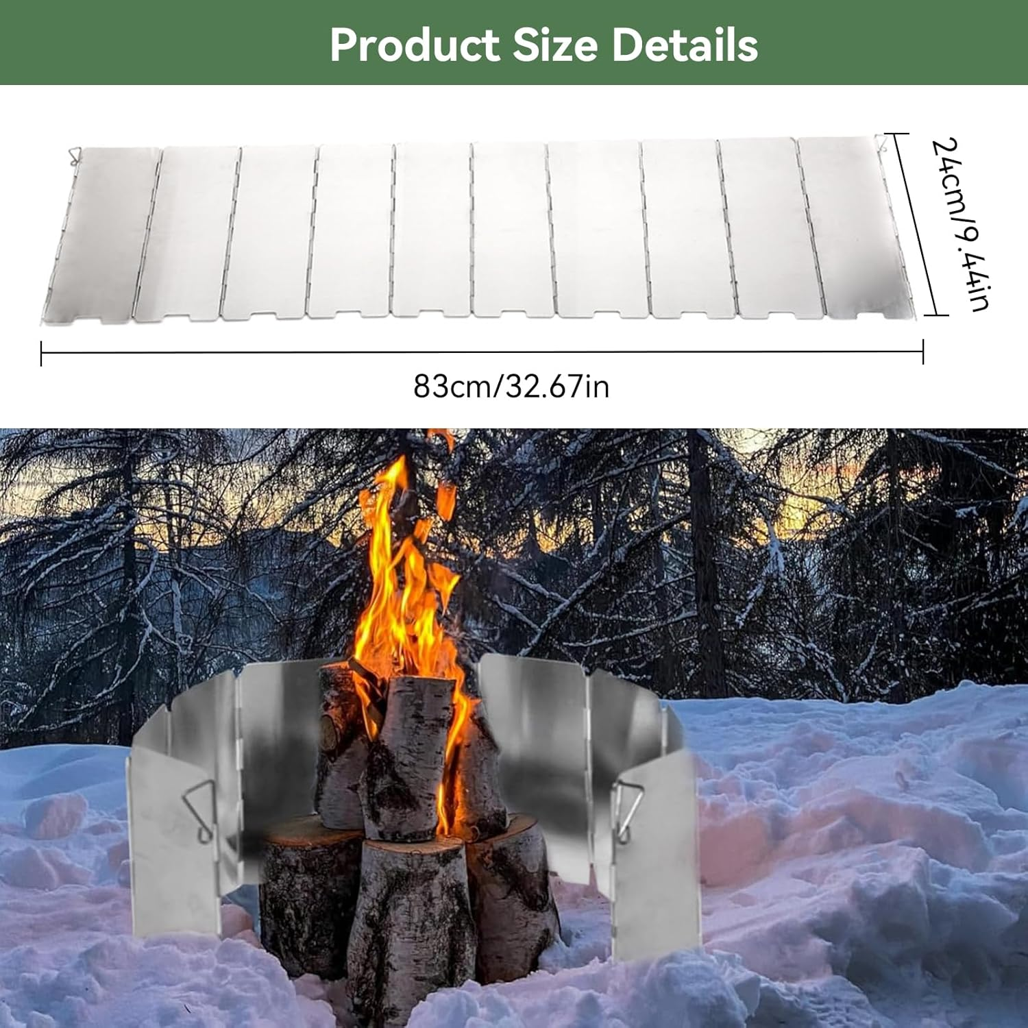 Portable Camp Stove Wind Screen Shield with Carrying Bag, 10 Plates Folding Outdoor Camping Picnic Cooker Stove Ultralight Wind Screen, Heat-Resistant Foldable Wind Guard for Gas & Butane Stoves (10) image number 3